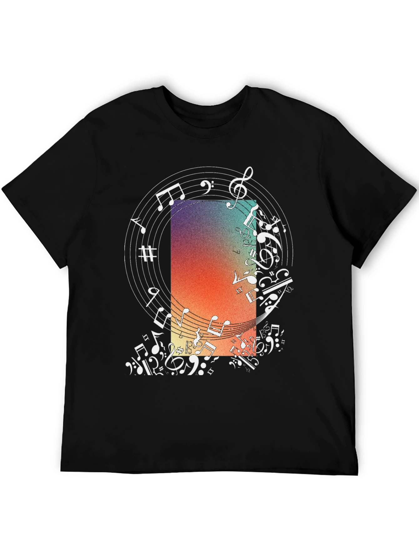 Musical Notes Graphic Print Crewneck T-Shirt