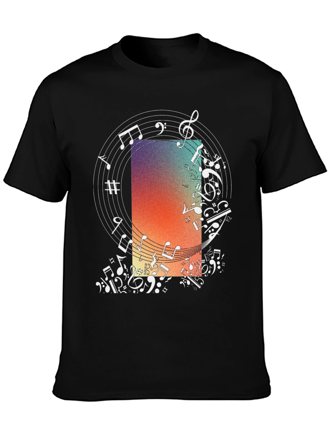 Musical Notes Graphic Print Crewneck T-Shirt