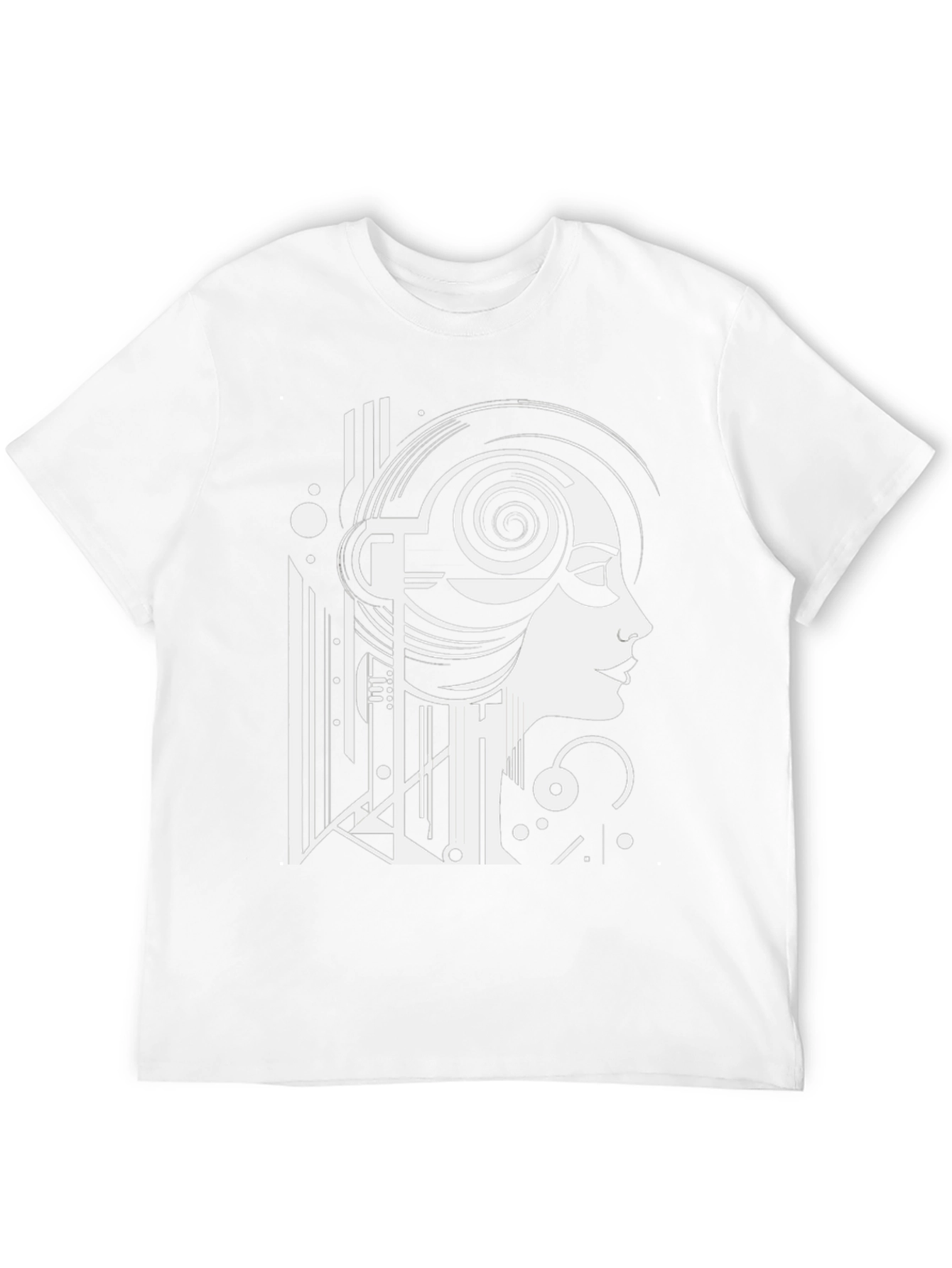 Art Deco Woman Graphic Tee - Black Cotton T-Shirt