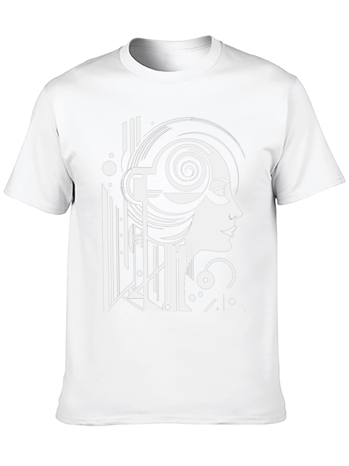 Art Deco Woman Graphic Tee - Black Cotton T-Shirt