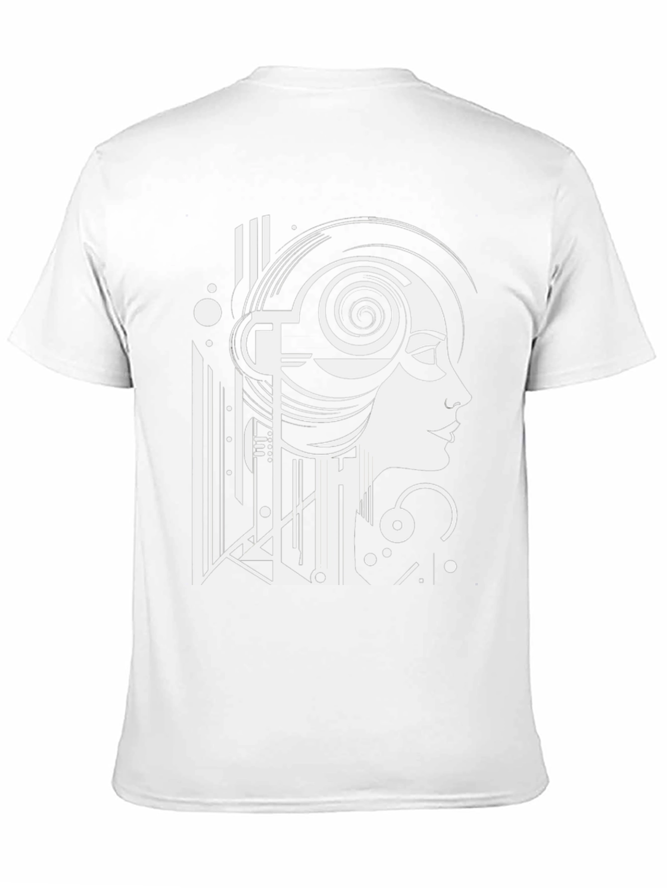 Art Deco Woman Graphic Tee - Black Cotton T-Shirt