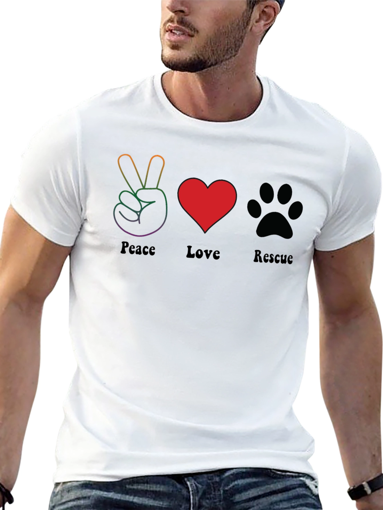 Peace Love Rescue Graphic T-Shirt