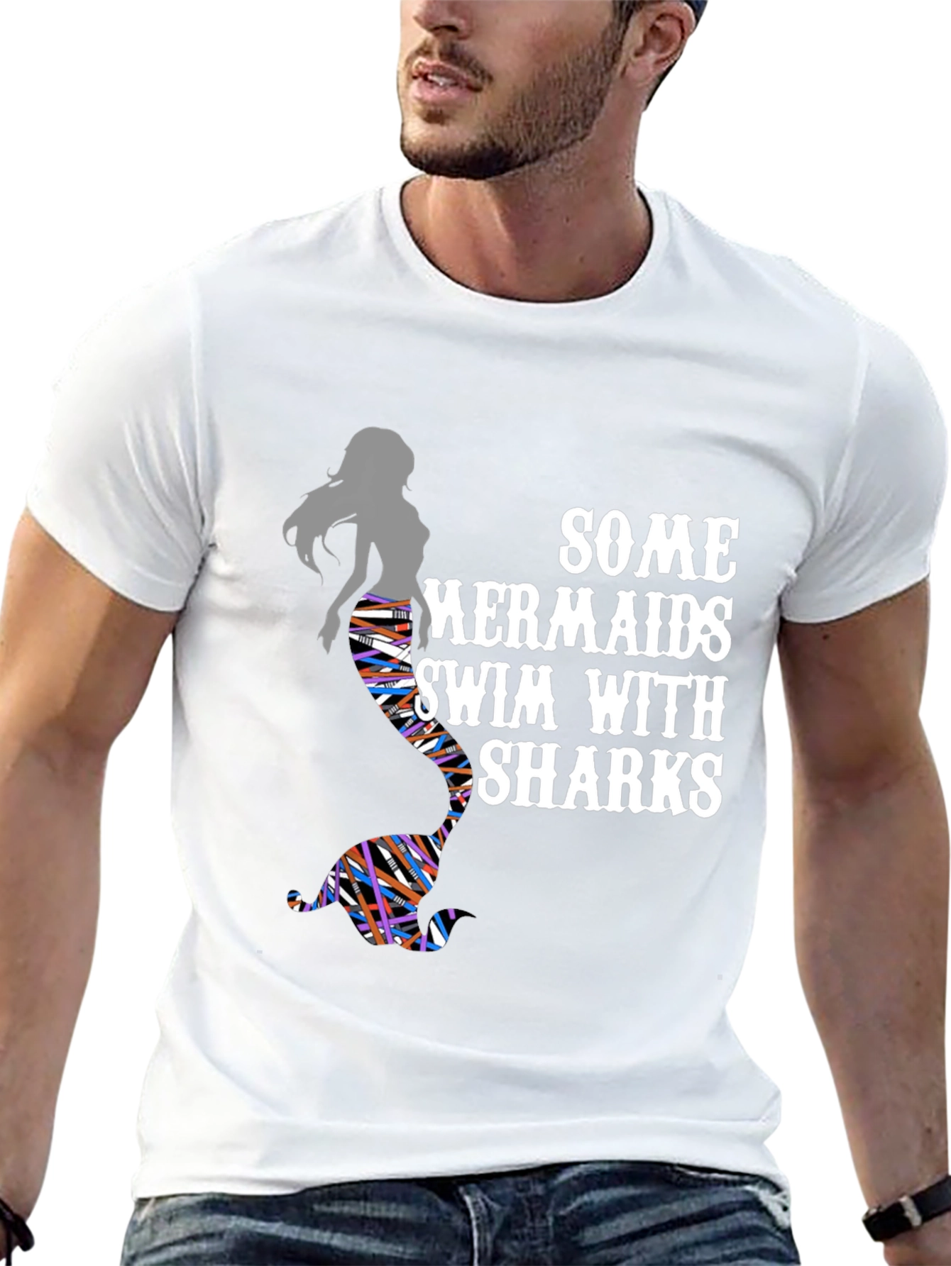 Some Mermaids Swim With Sharks Graphic Tee
