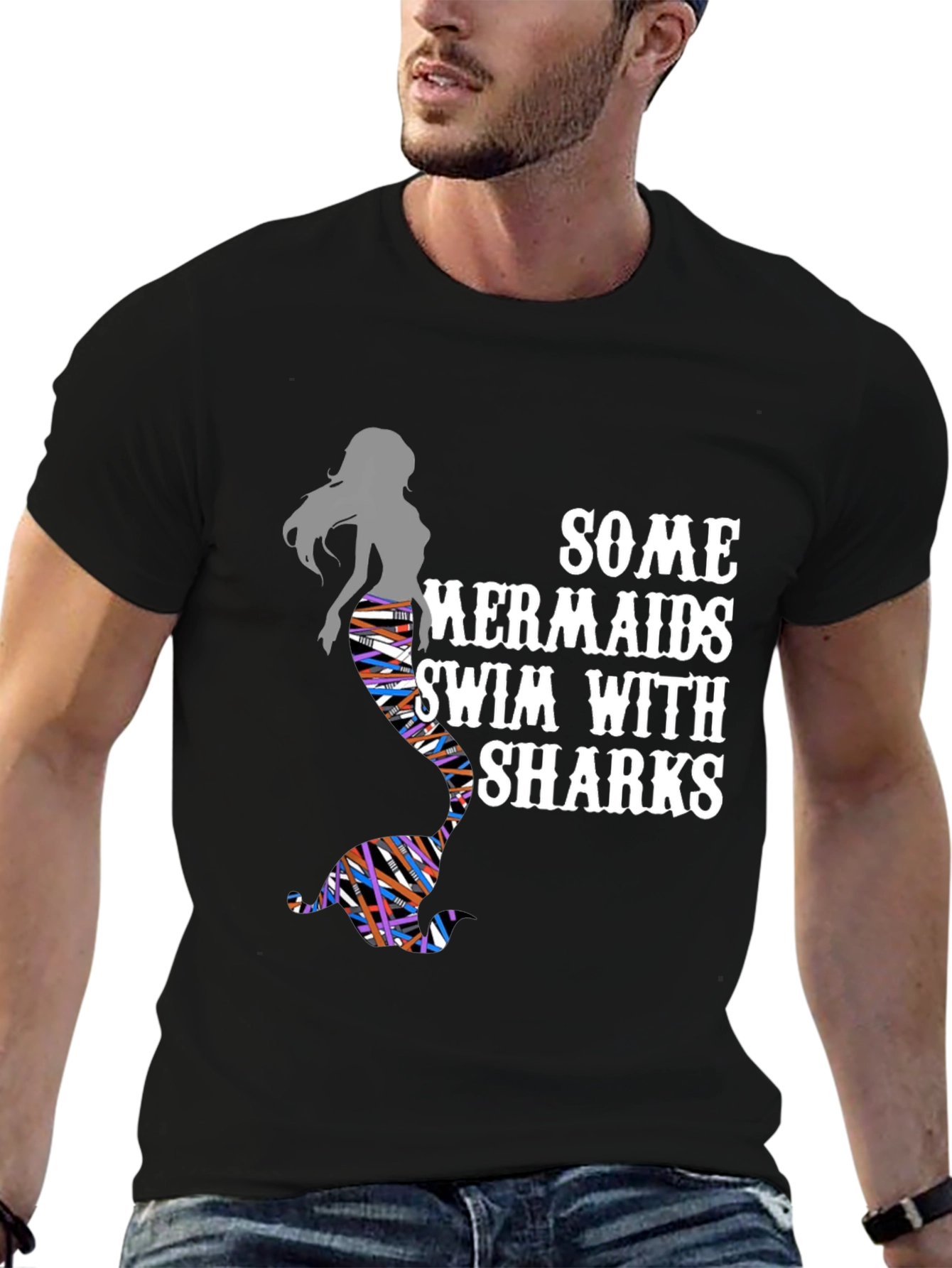 Some Mermaids Swim With Sharks Graphic Tee