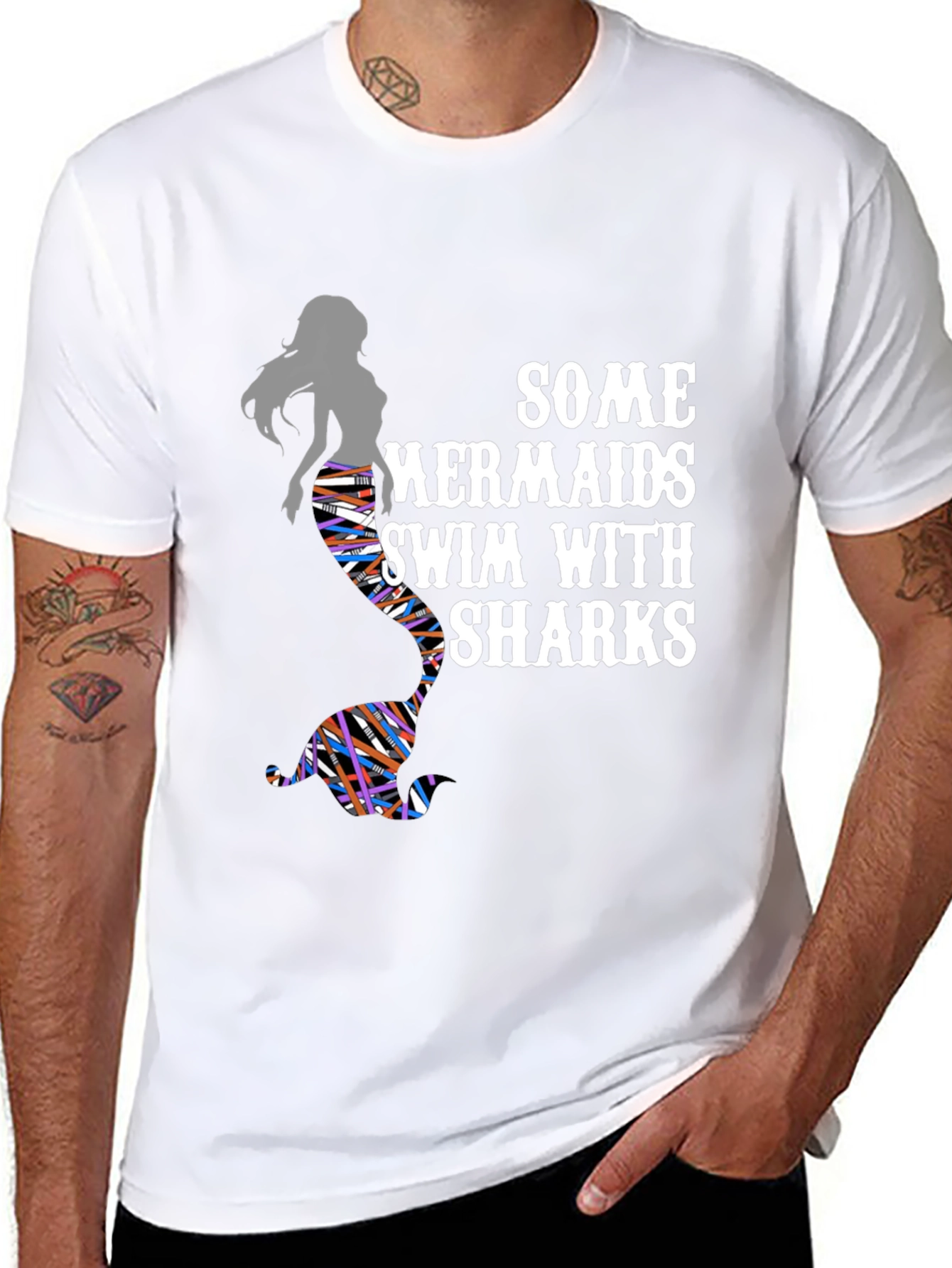 Some Mermaids Swim With Sharks Graphic Tee