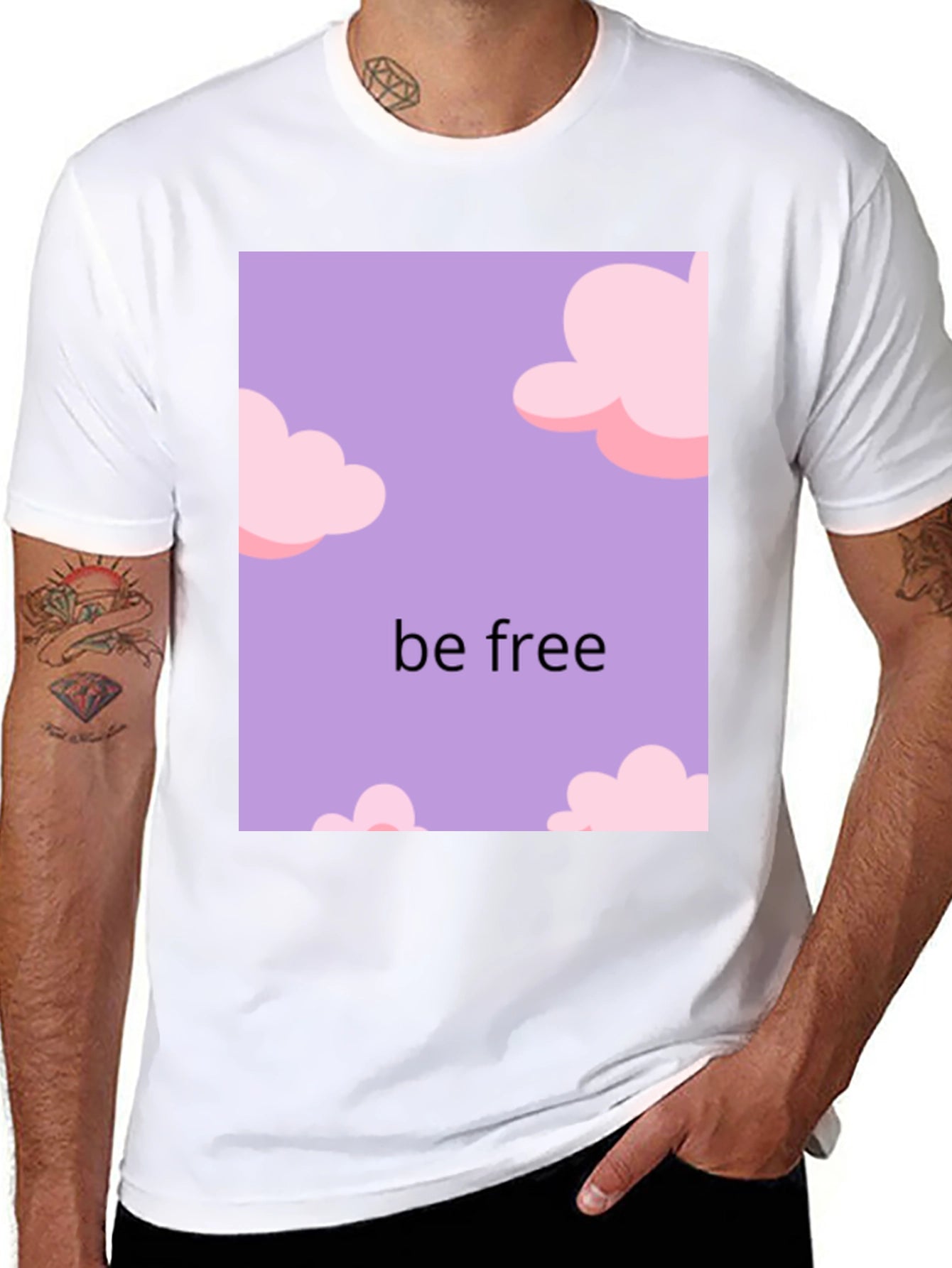 Be Free Cloud Design Black T-Shirt