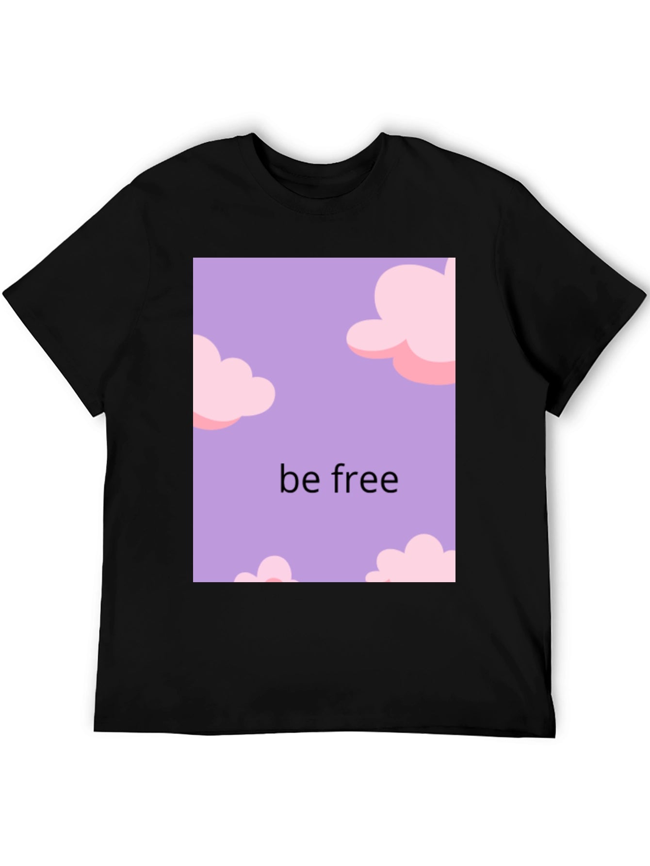 Be Free Cloud Design Black T-Shirt