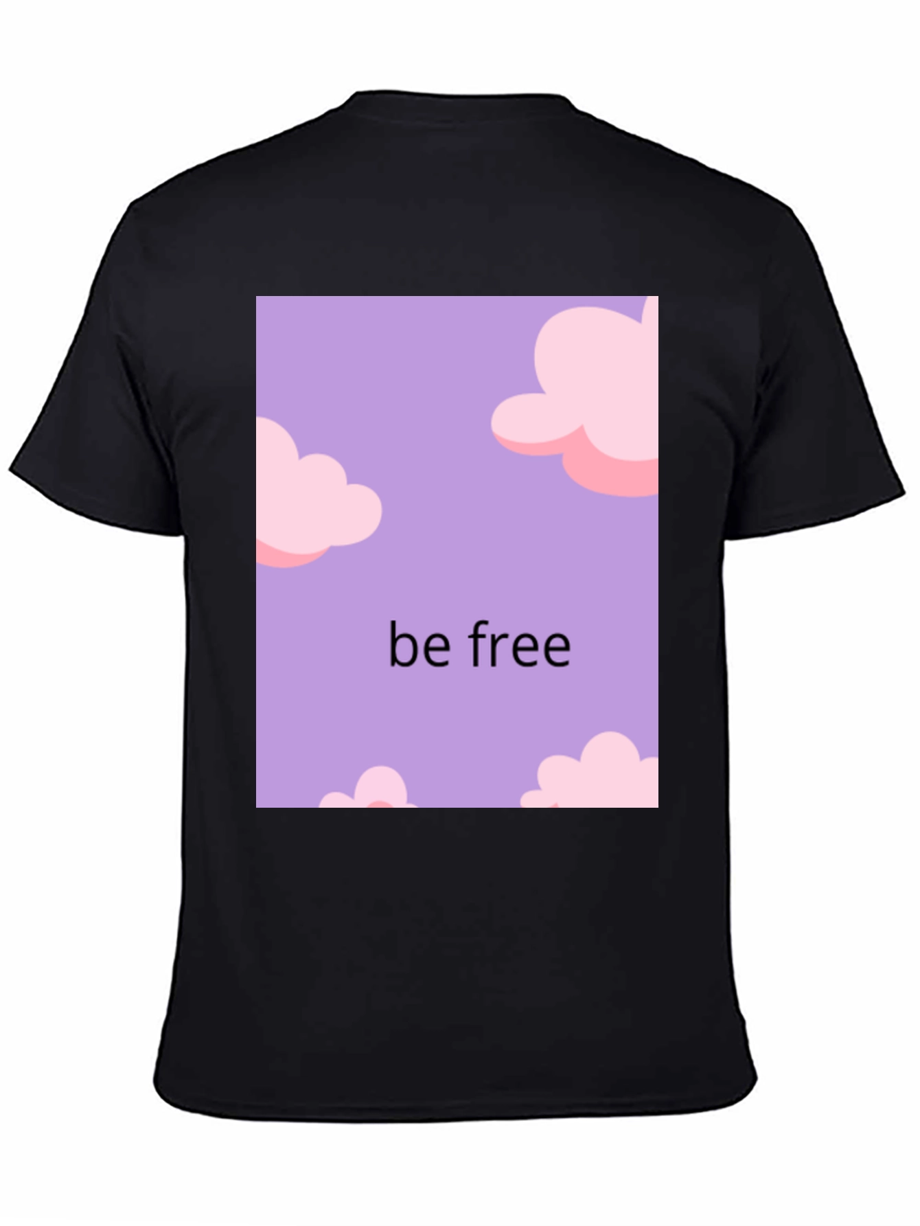 Be Free Cloud Design Black T-Shirt