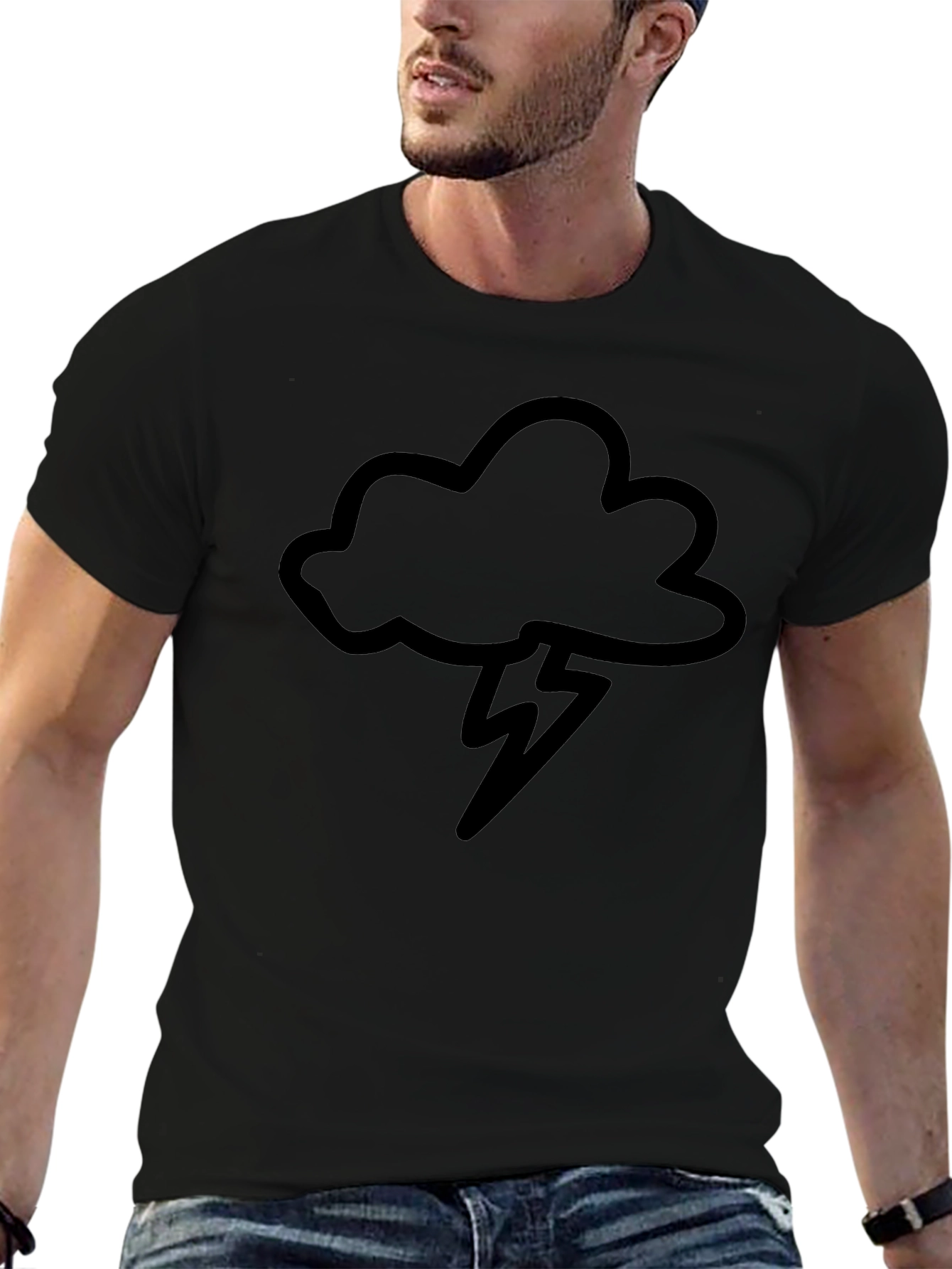 Black Cloud & Lightning Bolt Graphic Tee