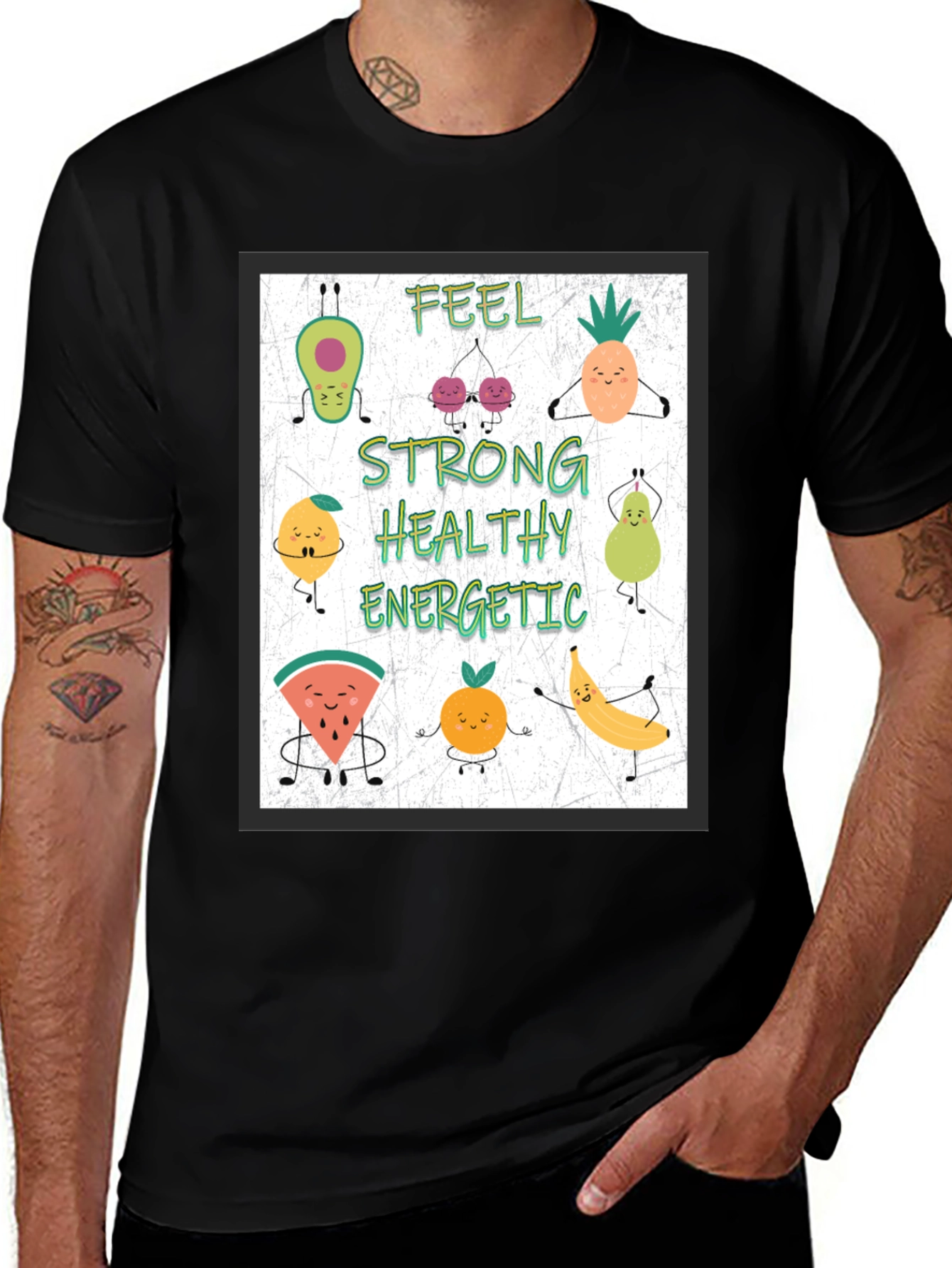 Feel Strong Healthy Energetic Fruit Cartoon T-Shirt