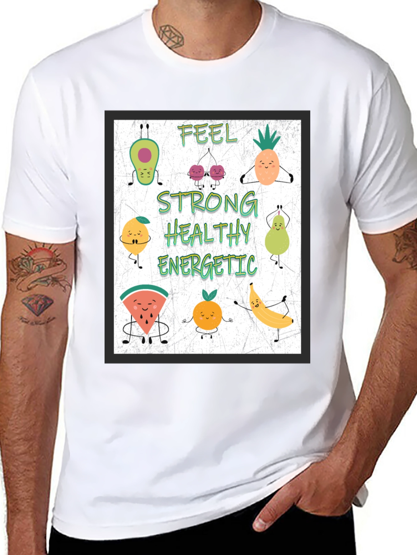 Feel Strong Healthy Energetic Fruit Cartoon T-Shirt
