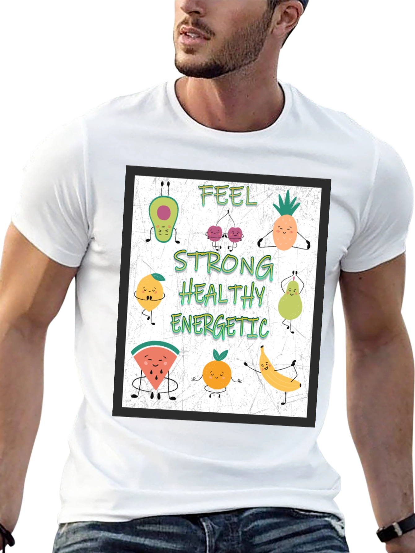 Feel Strong Healthy Energetic Fruit Cartoon T-Shirt
