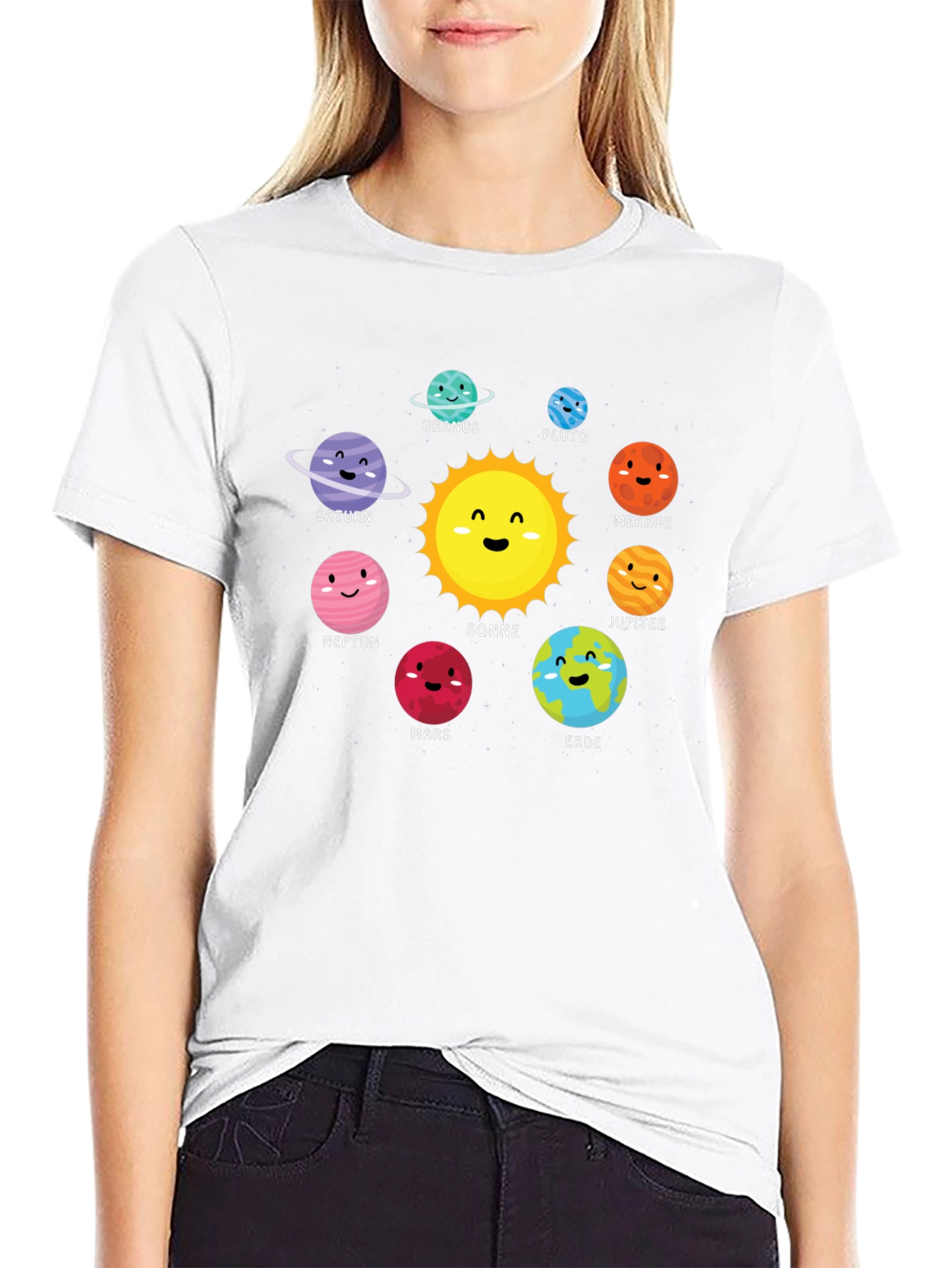 Cute Planets Graphic Tee - Solar System T-Shirt