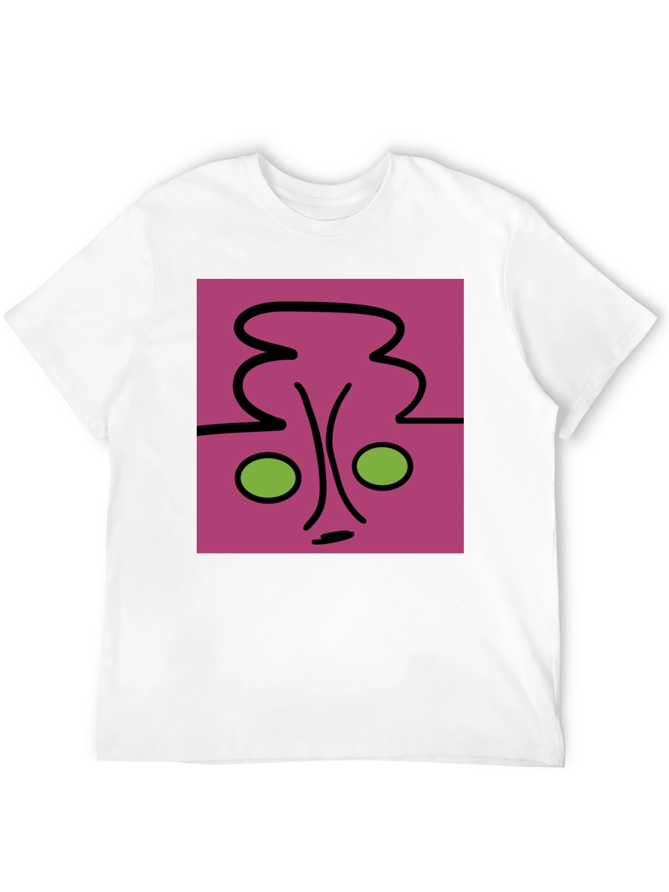 Abstract Face Graphic Tee - Unique Design Black Shirt