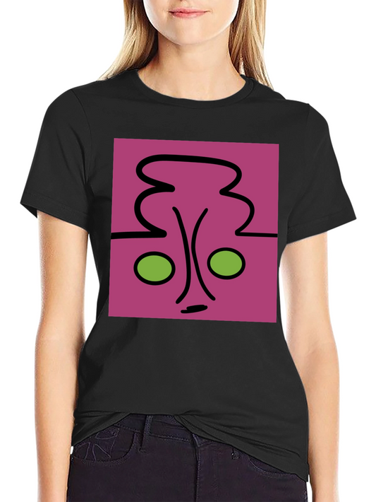 Abstract Face Graphic Tee - Unique Design Black Shirt