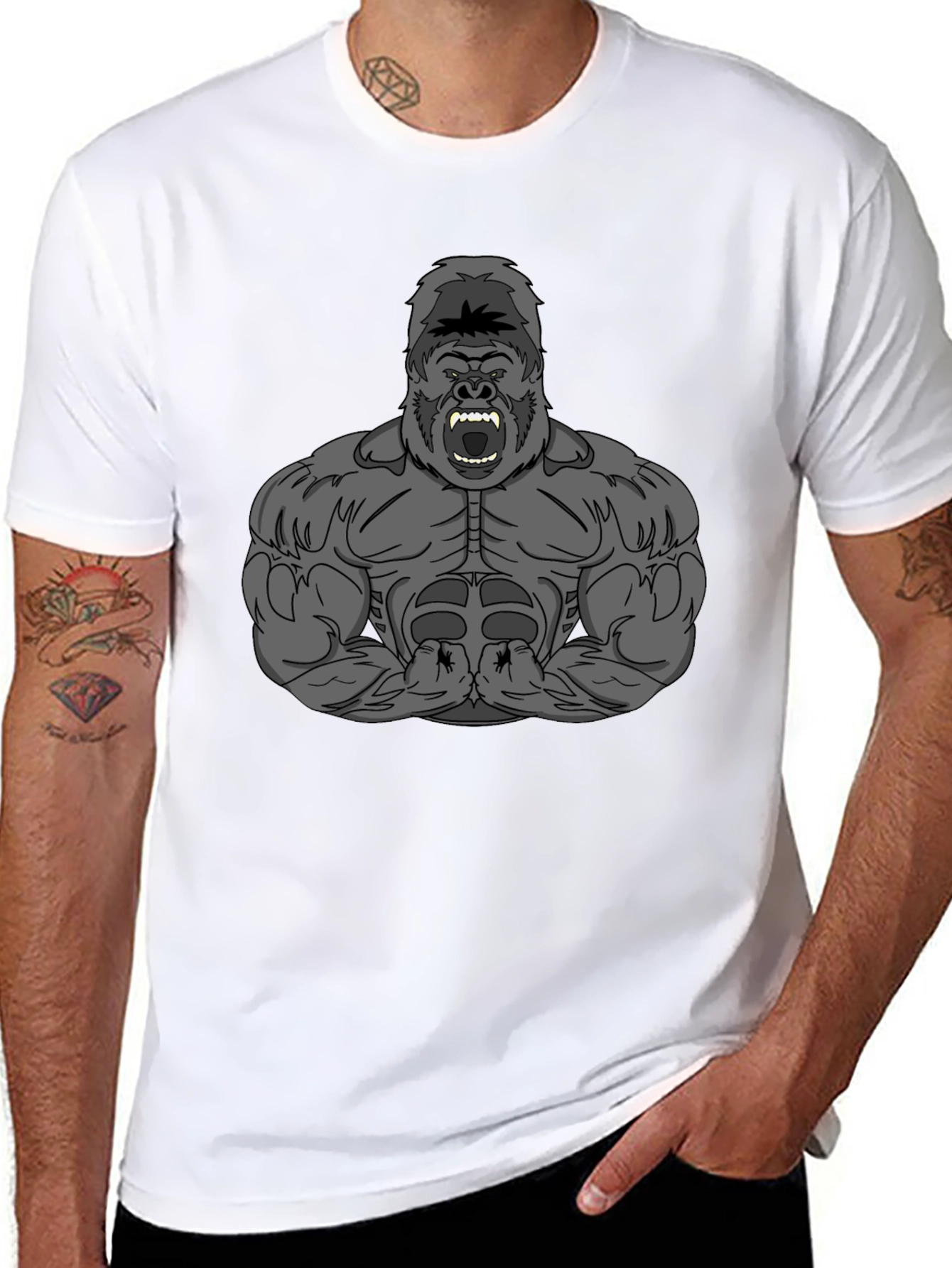 Gorilla Graphic Tee - Black Crew Neck T-Shirt