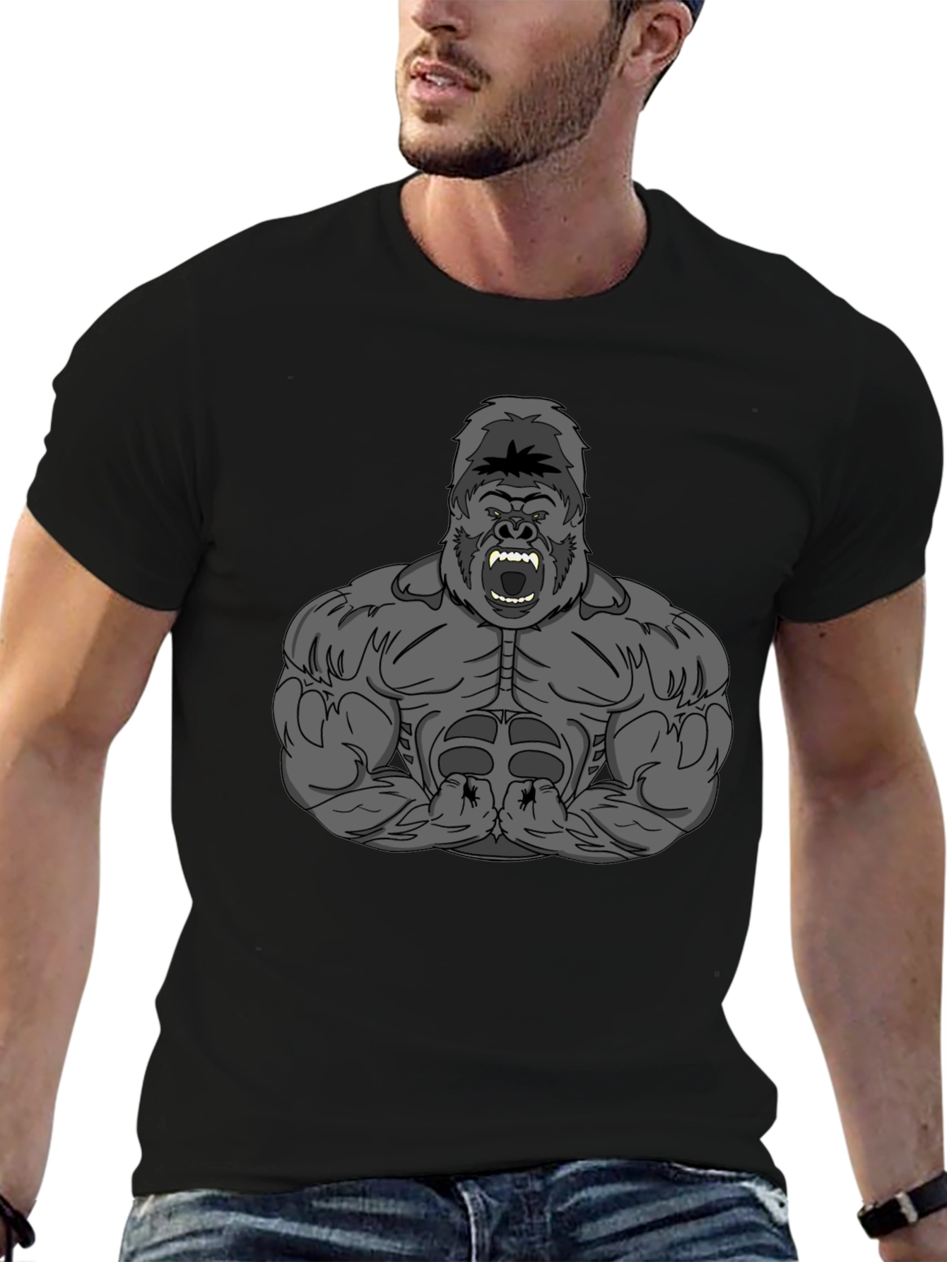Gorilla Graphic Tee - Black Crew Neck T-Shirt