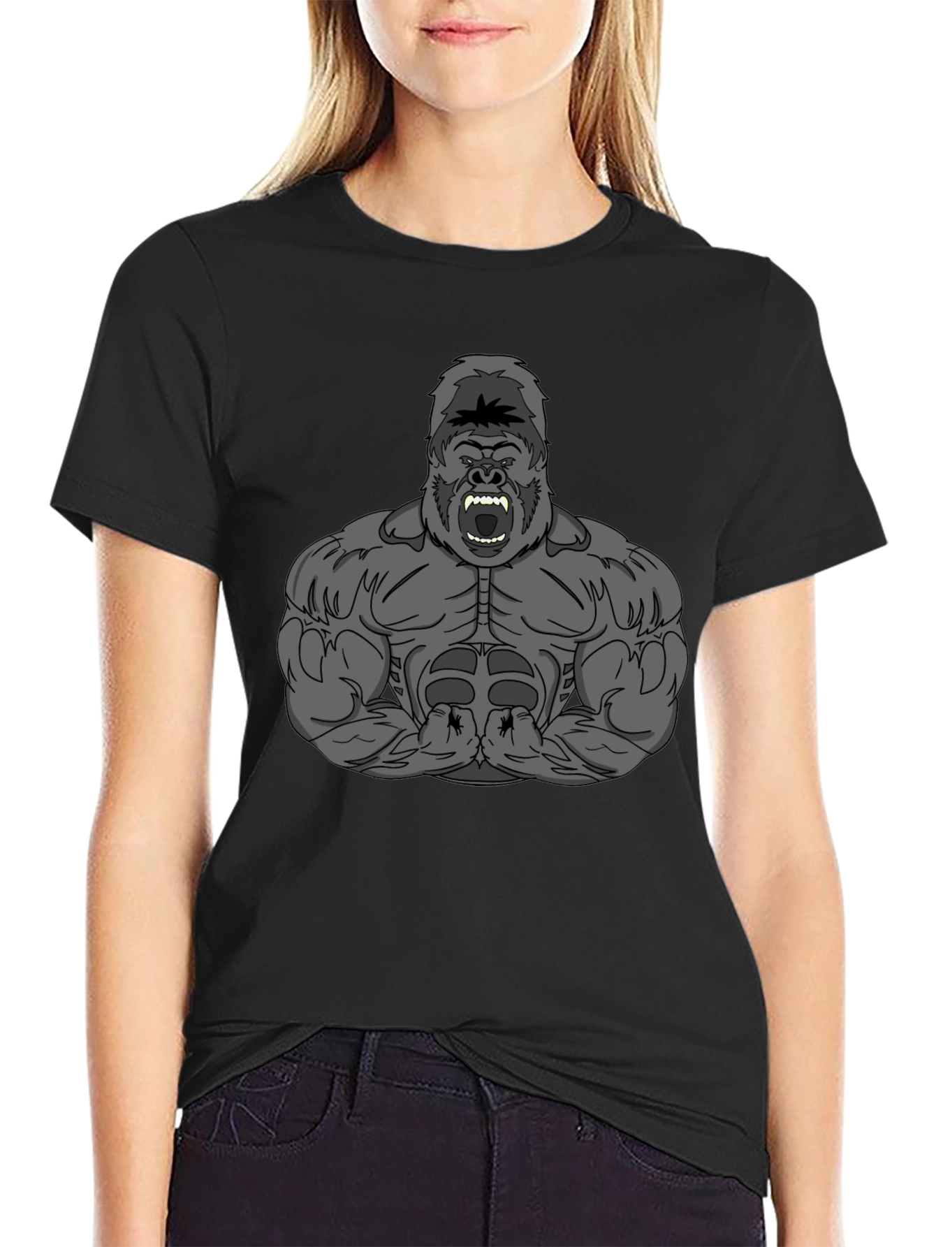Gorilla Graphic Tee - Black Crew Neck T-Shirt