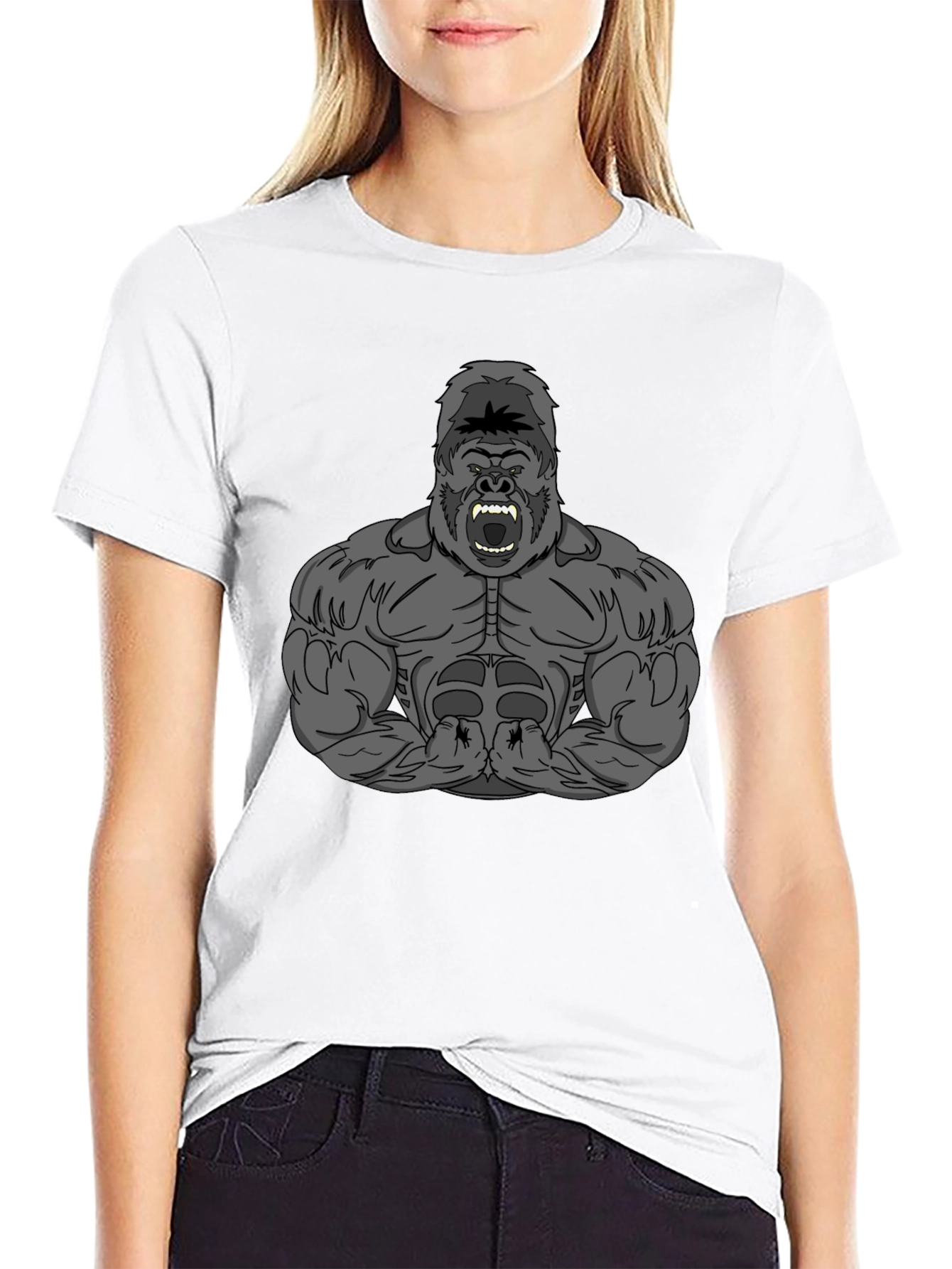 Gorilla Graphic Tee - Black Crew Neck T-Shirt