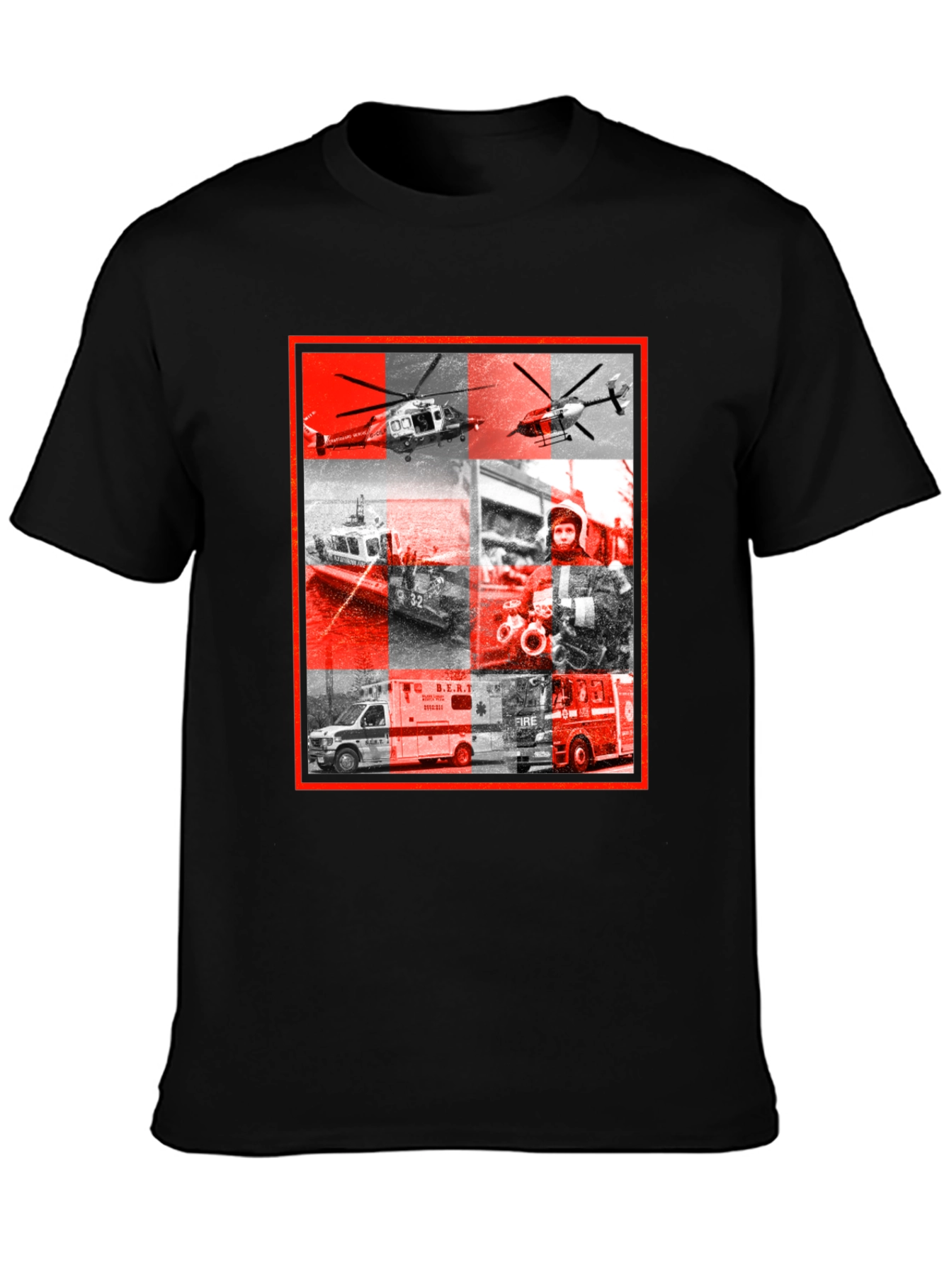 Emergency Services Graphic Print Black T-Shirt