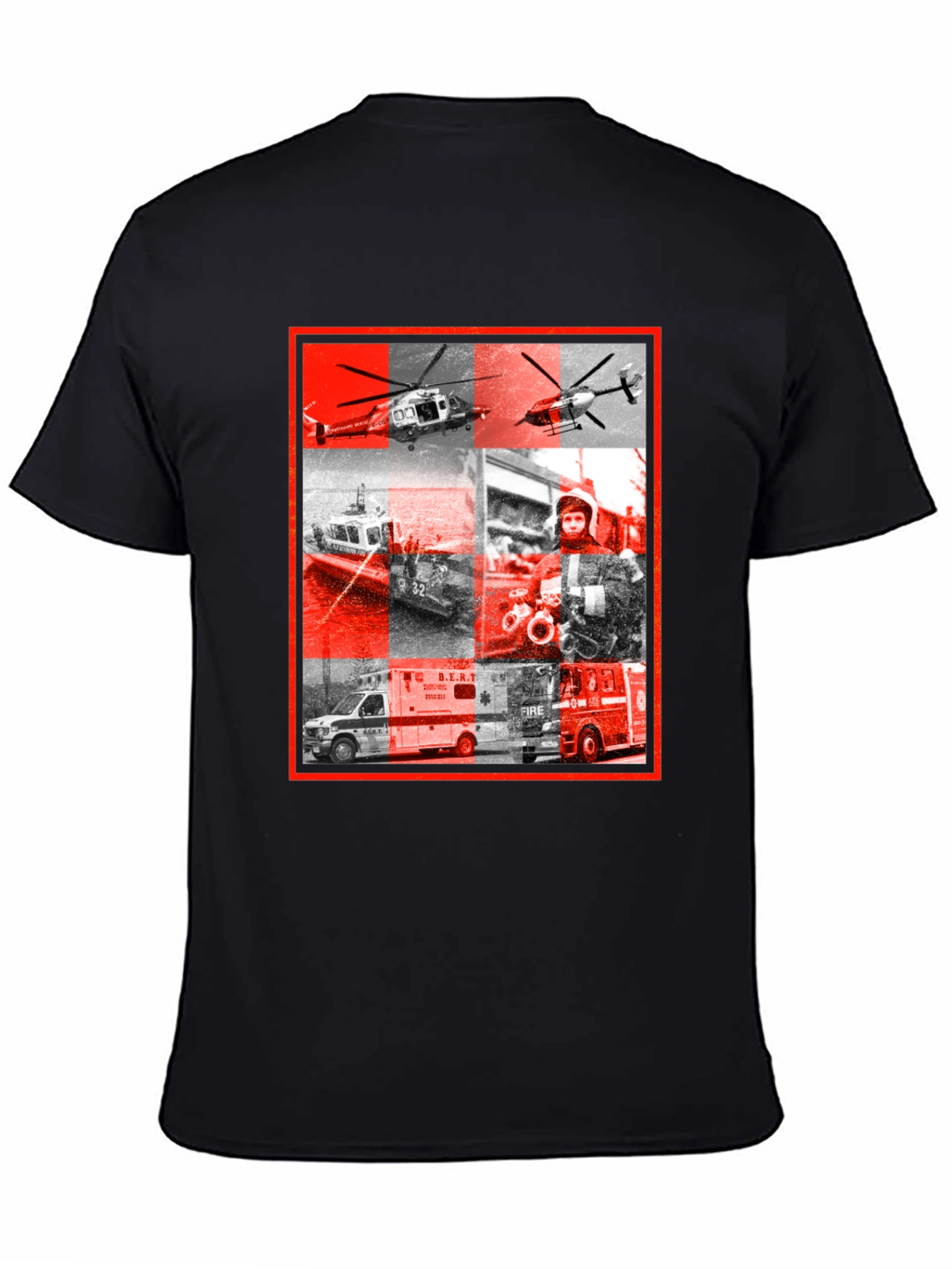 Emergency Services Graphic Print Black T-Shirt