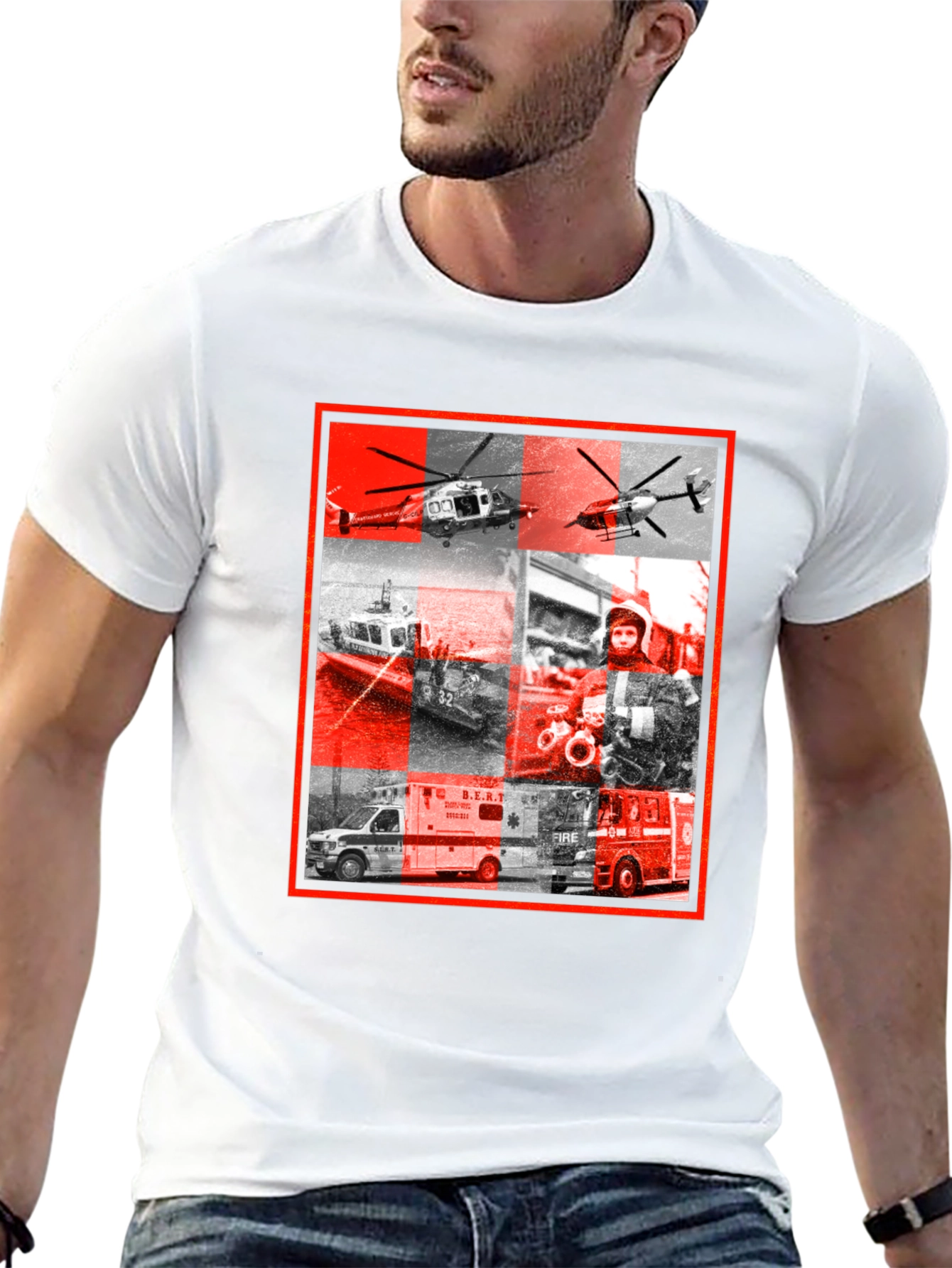 Emergency Services Graphic Print Black T-Shirt