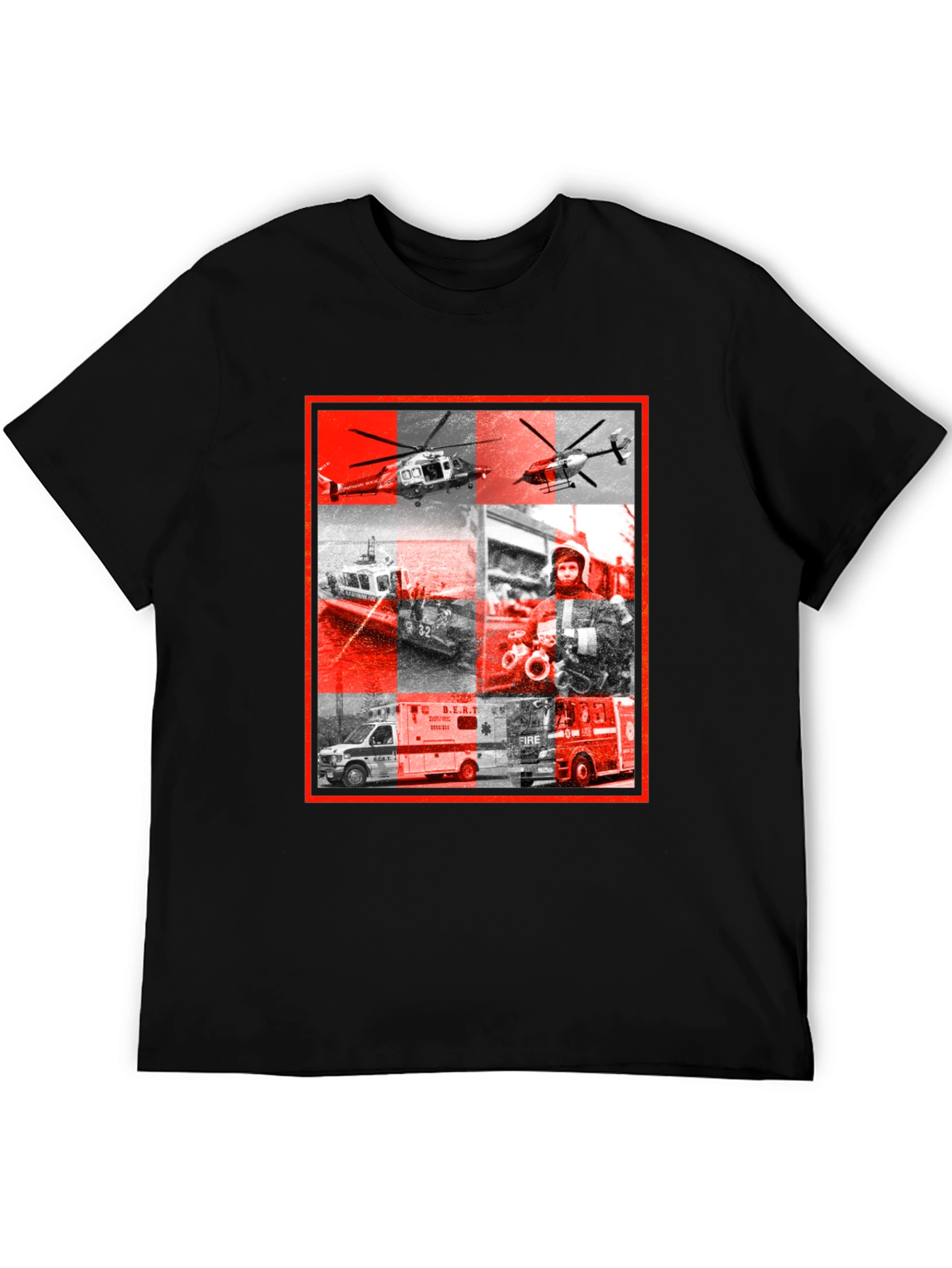 Emergency Services Graphic Print Black T-Shirt