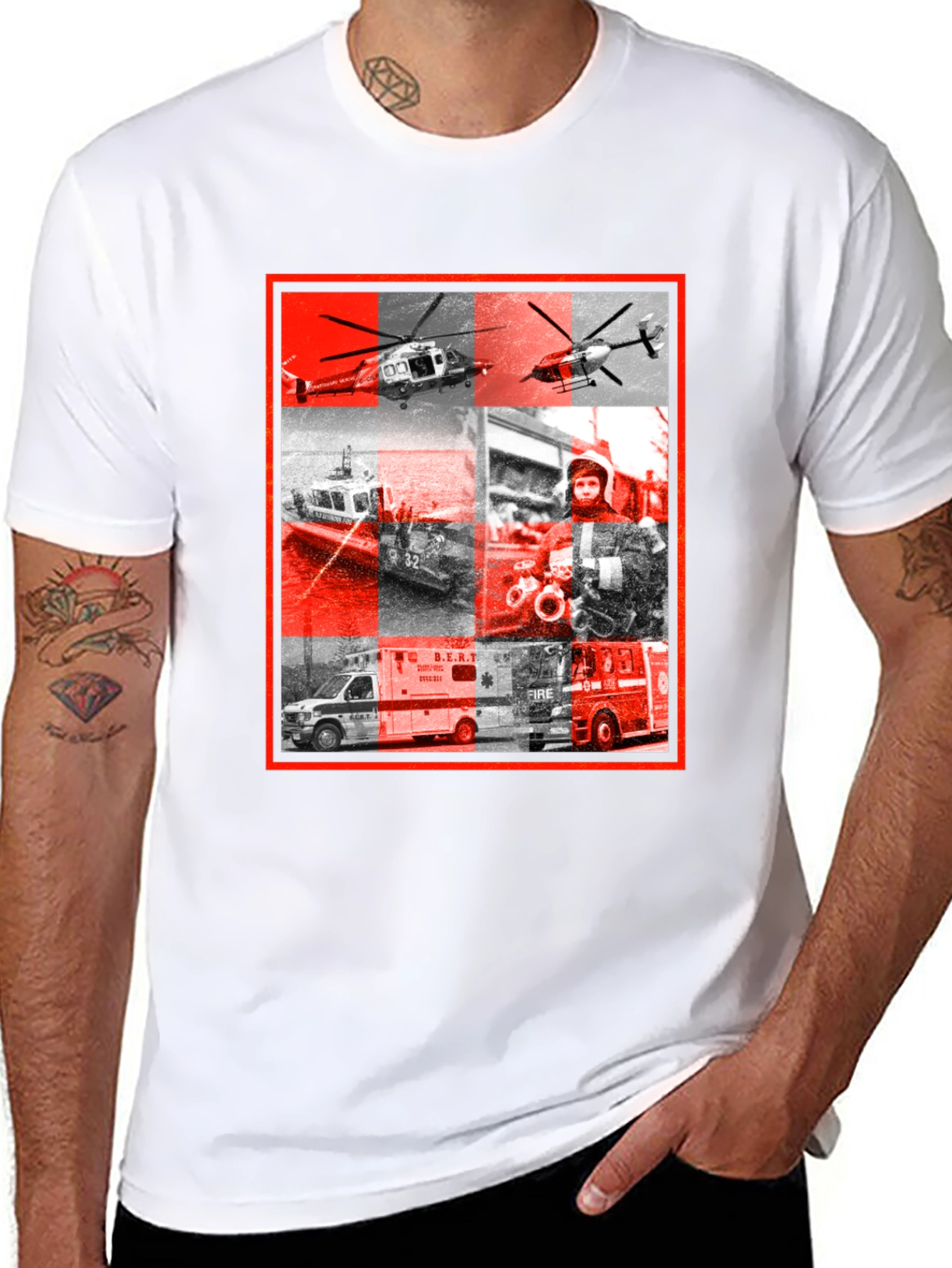 Emergency Services Graphic Print Black T-Shirt