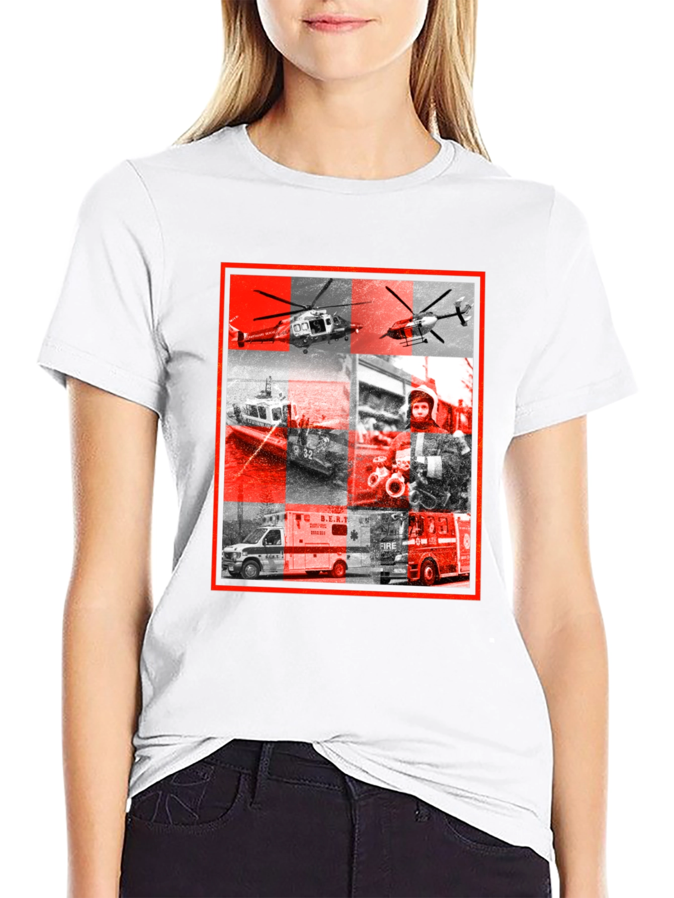 Emergency Services Graphic Print Black T-Shirt