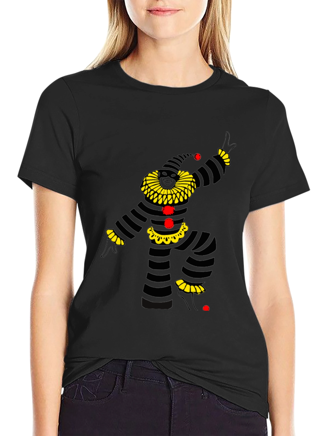 Striped Jester Graphic Tee - Mens Black T-Shirt