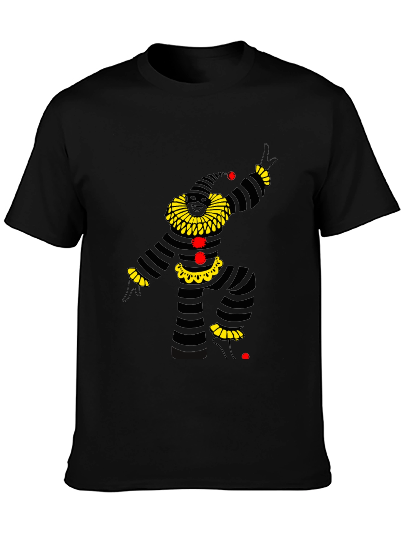 Striped Jester Graphic Tee - Mens Black T-Shirt