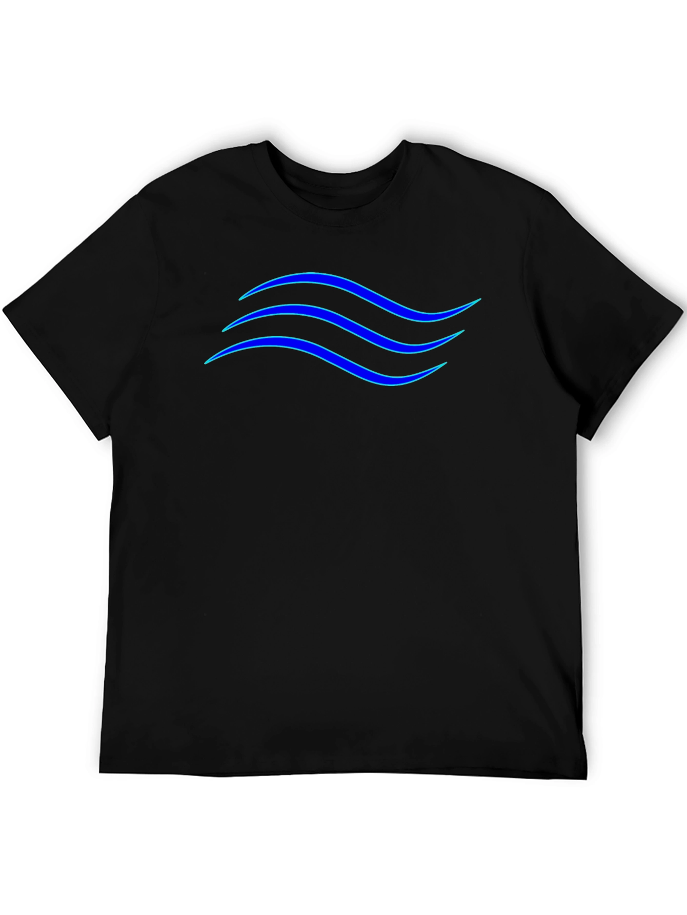 Blue Wave Design Black T-Shirt