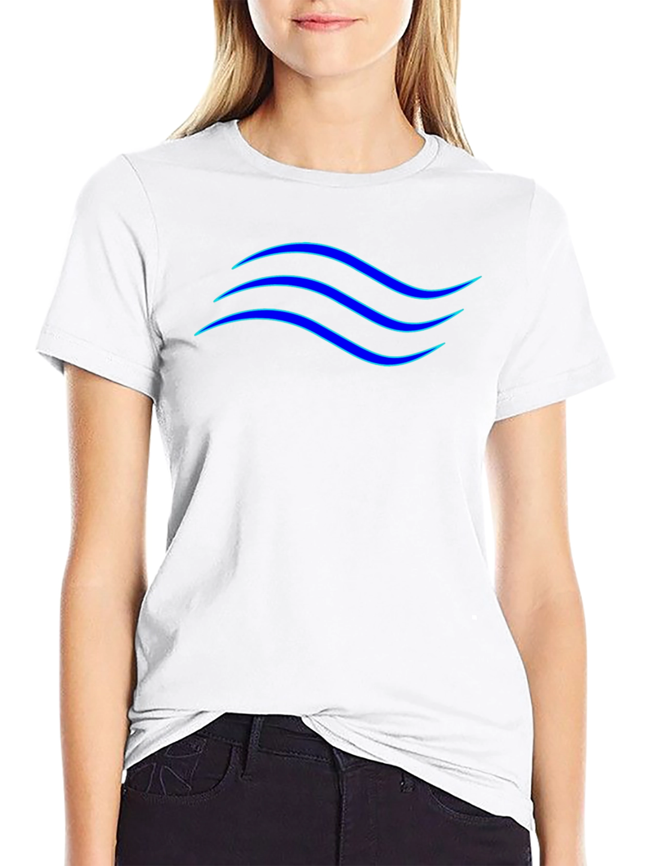 Blue Wave Design Black T-Shirt