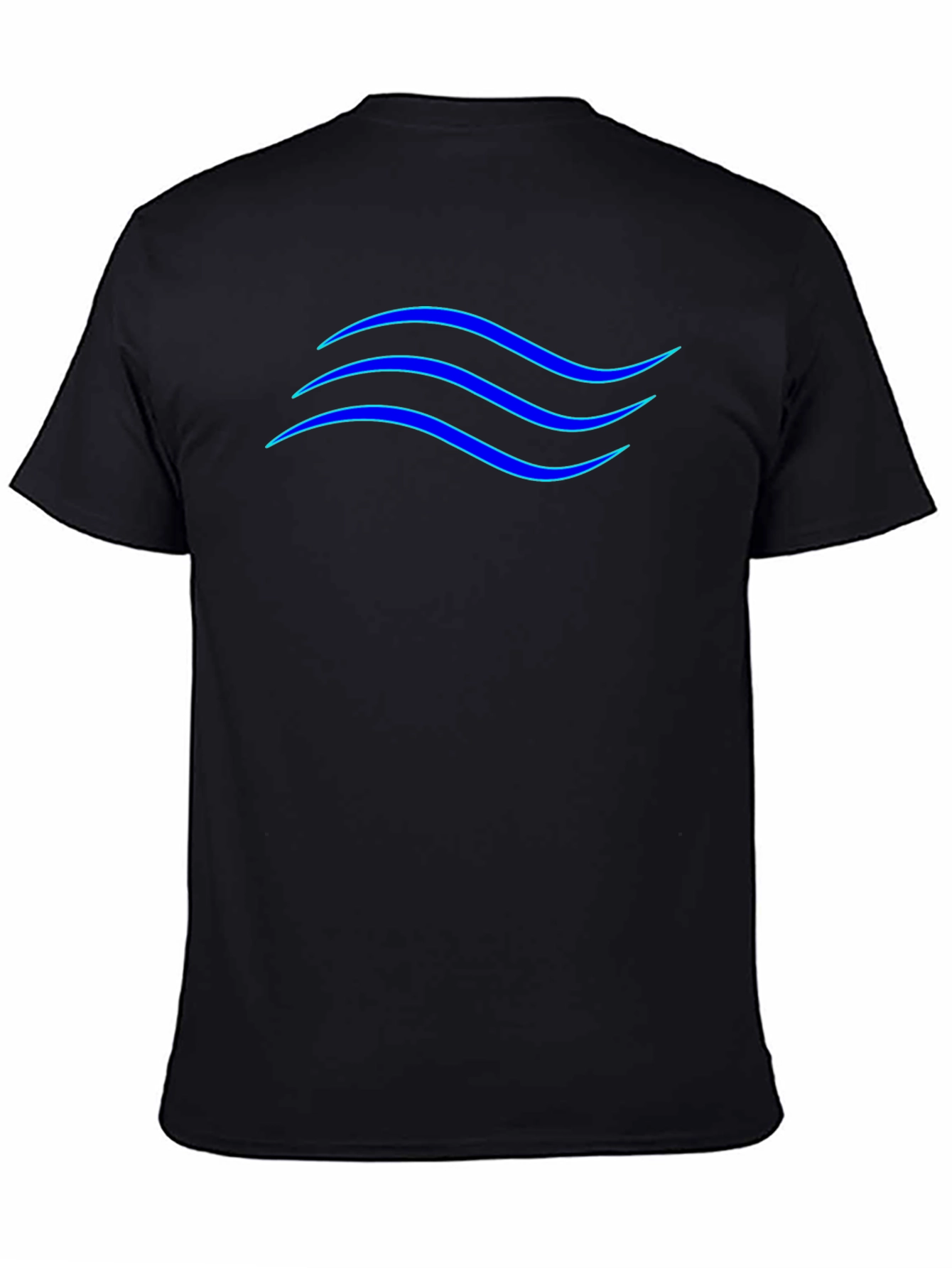 Blue Wave Design Black T-Shirt
