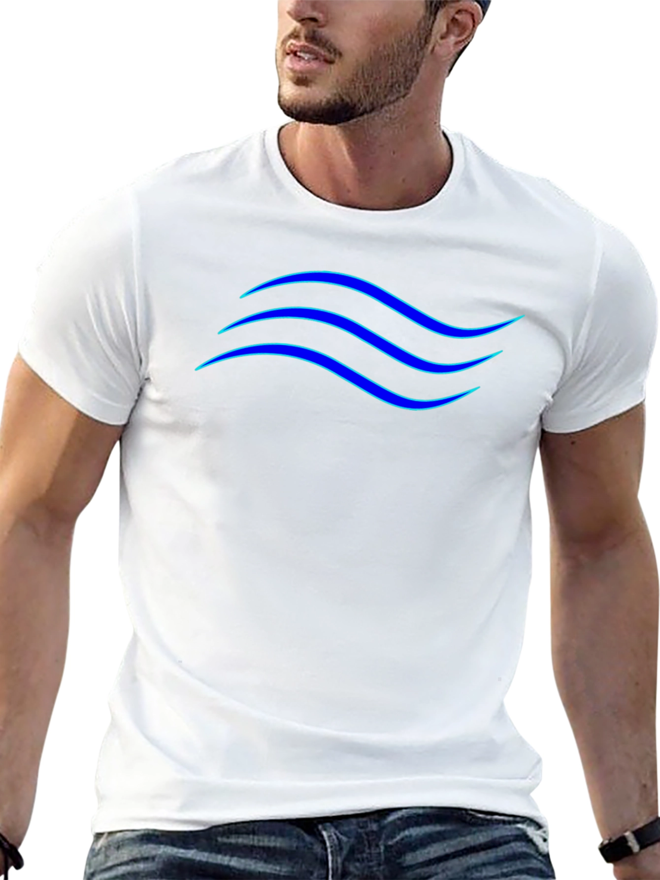 Blue Wave Design Black T-Shirt