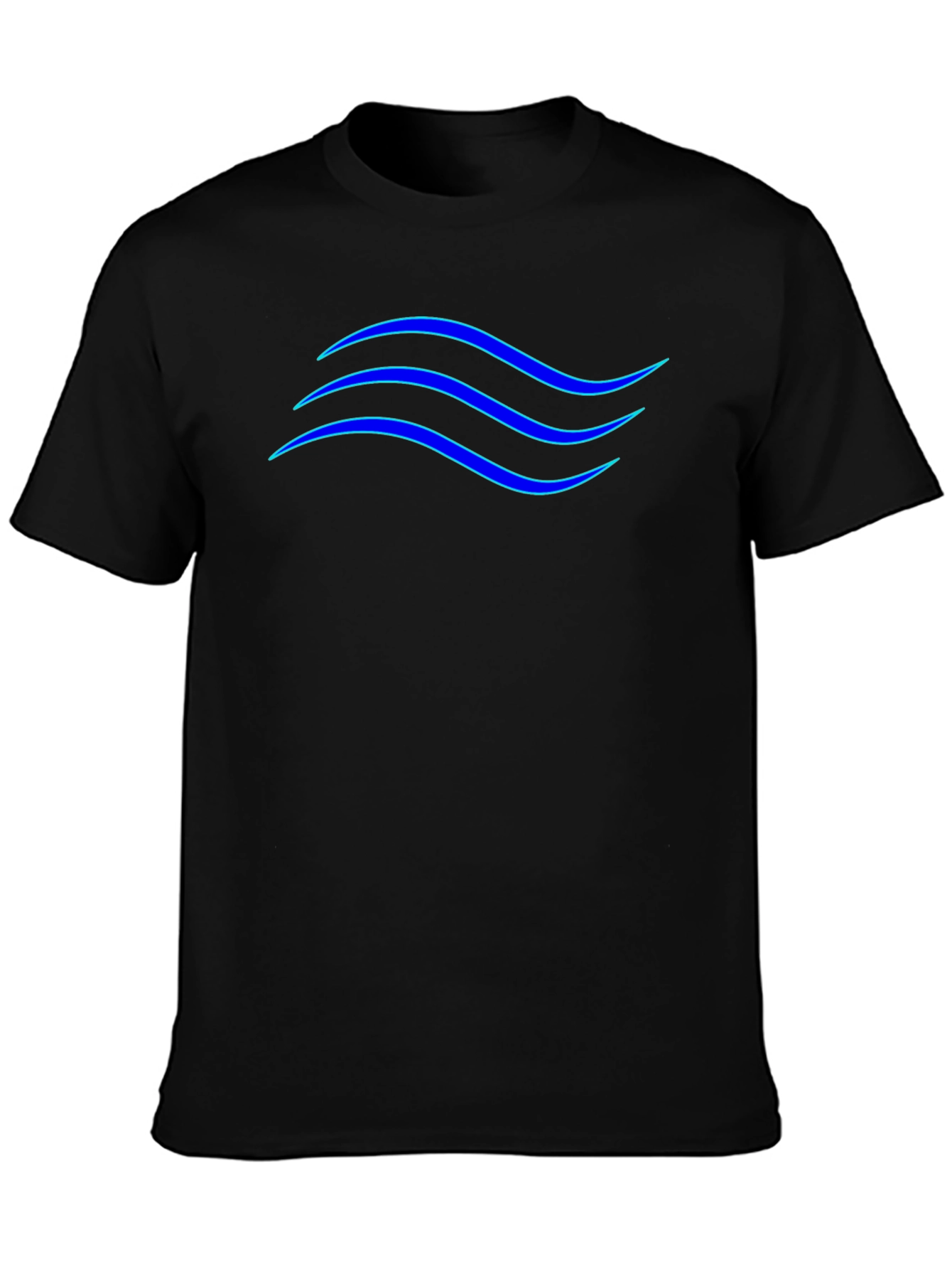 Blue Wave Design Black T-Shirt