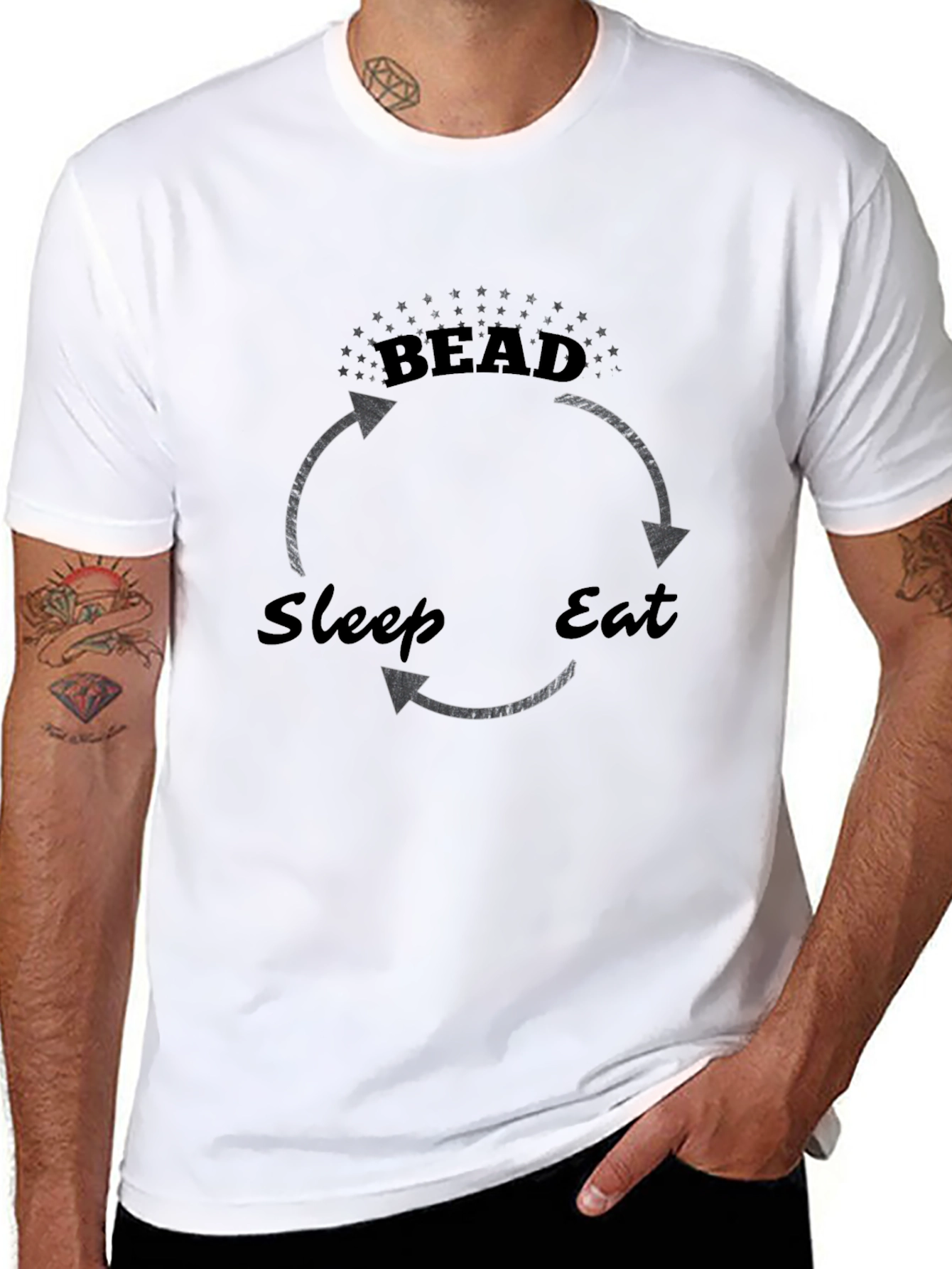 Bead Eat Sleep Repeat T-Shirt - Black Graphic Tee