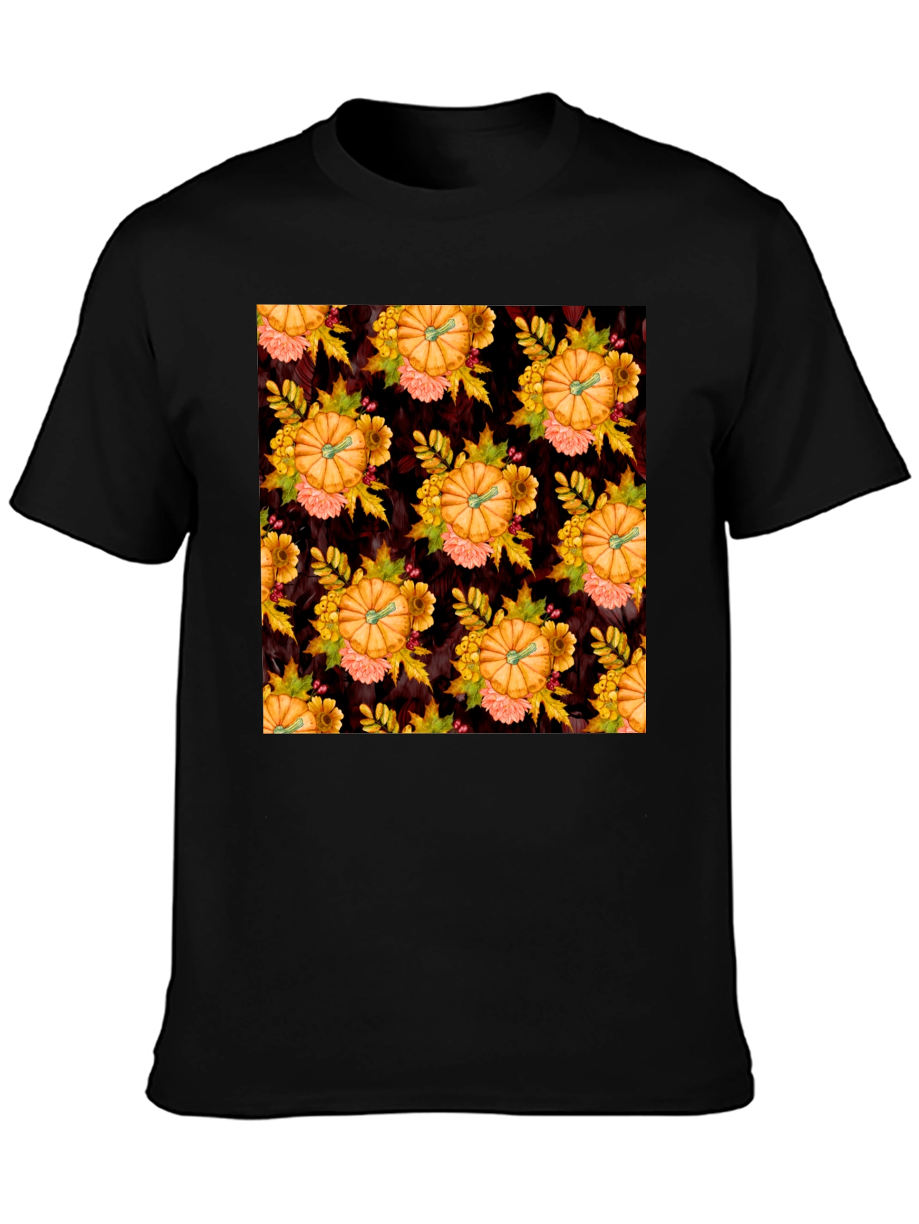 Pumpkin Patch T-Shirt - Fall Floral Design