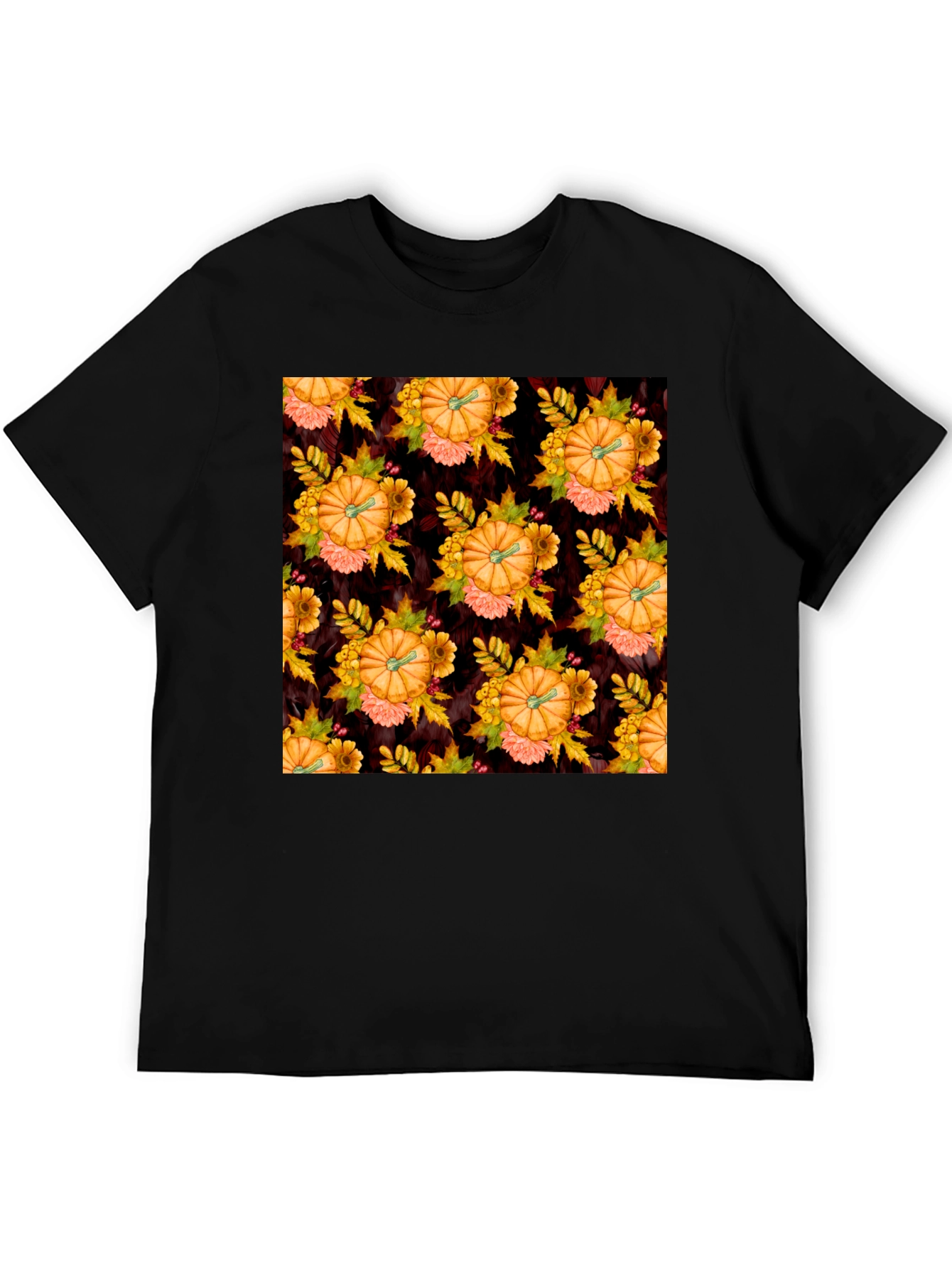 Pumpkin Patch T-Shirt - Fall Floral Design
