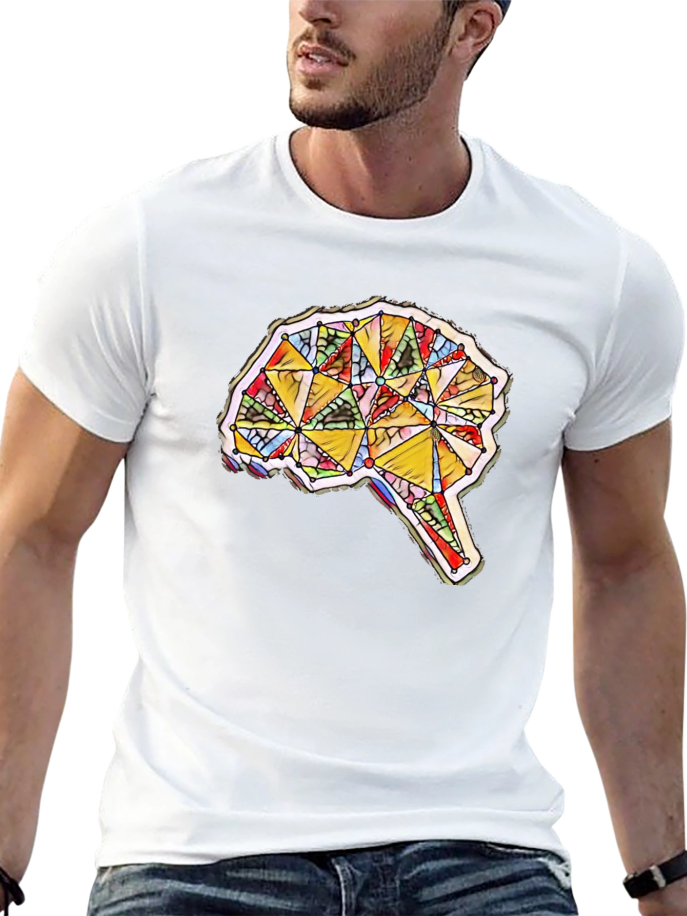 Geometric Brain Graphic Tee - Mens Black T-Shirt