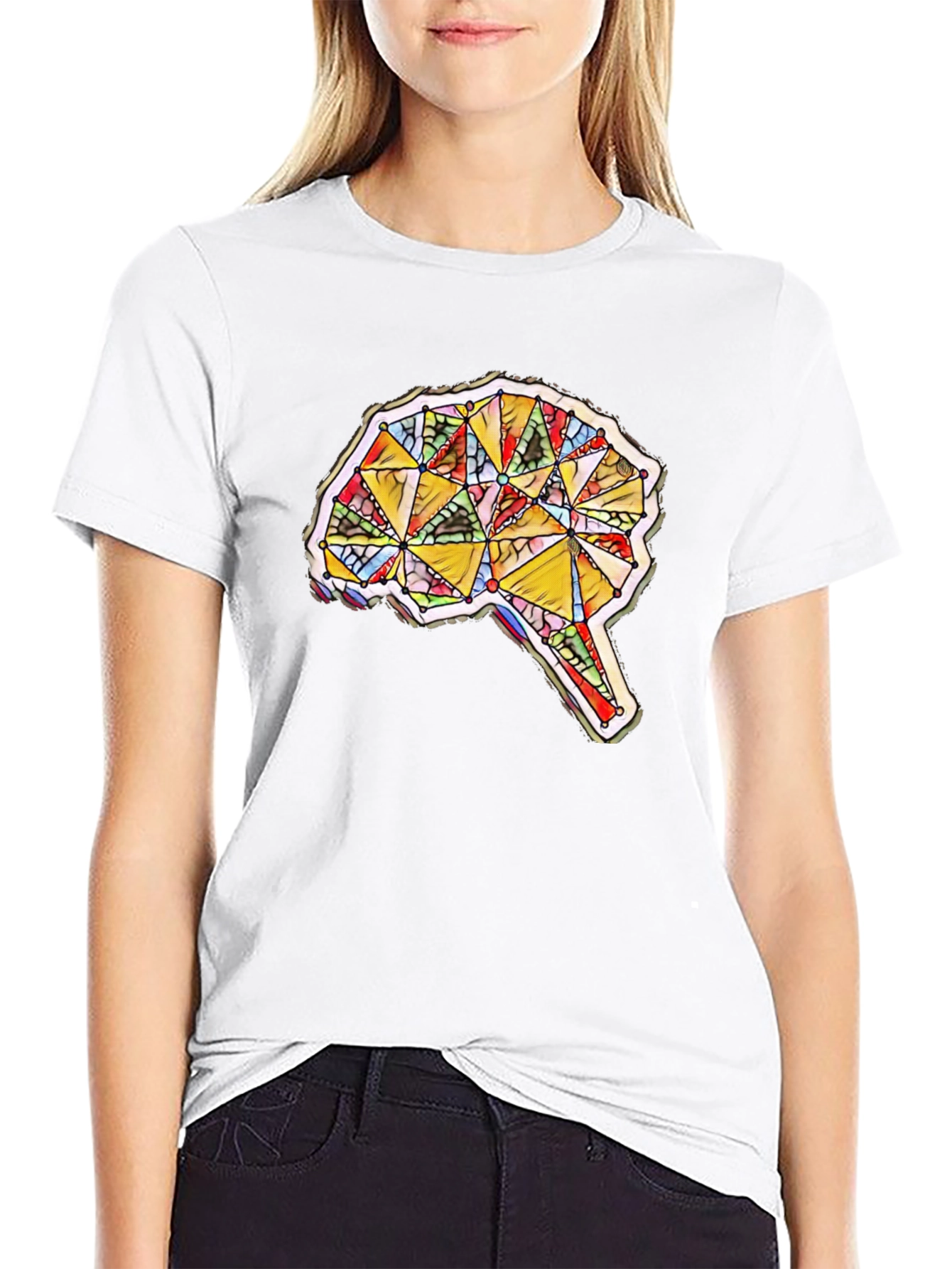 Geometric Brain Graphic Tee - Mens Black T-Shirt