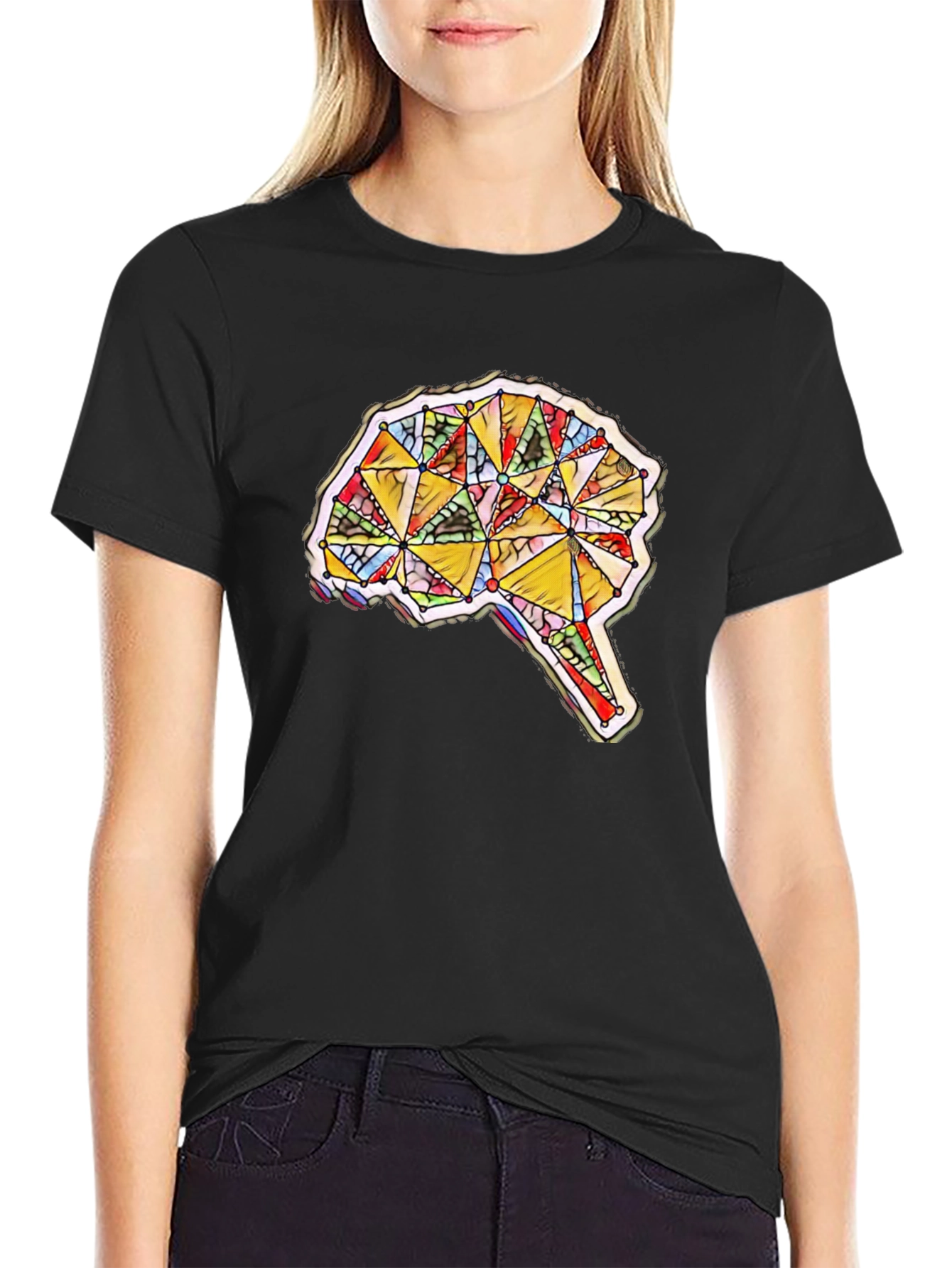 Geometric Brain Graphic Tee - Mens Black T-Shirt