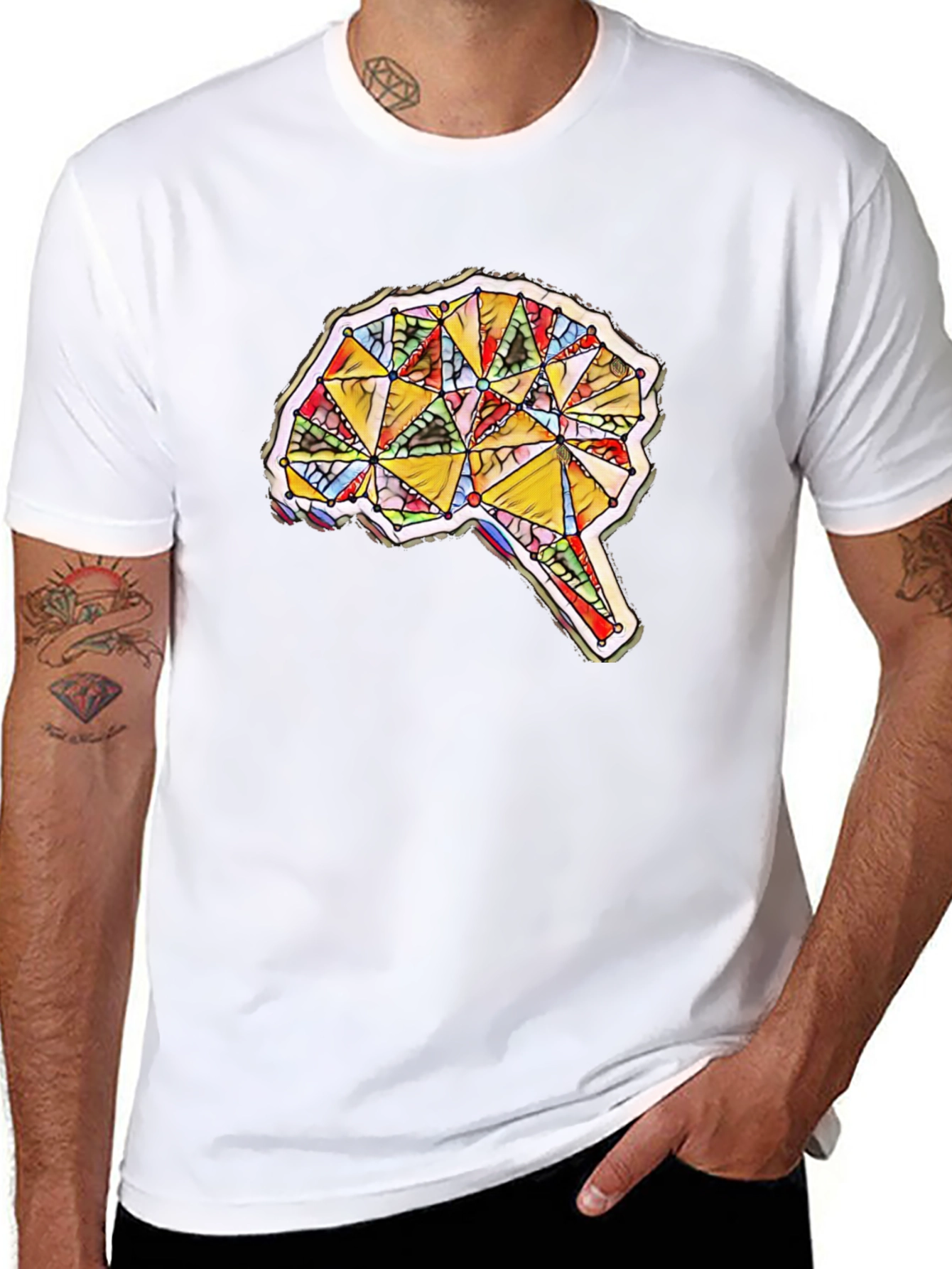 Geometric Brain Graphic Tee - Mens Black T-Shirt