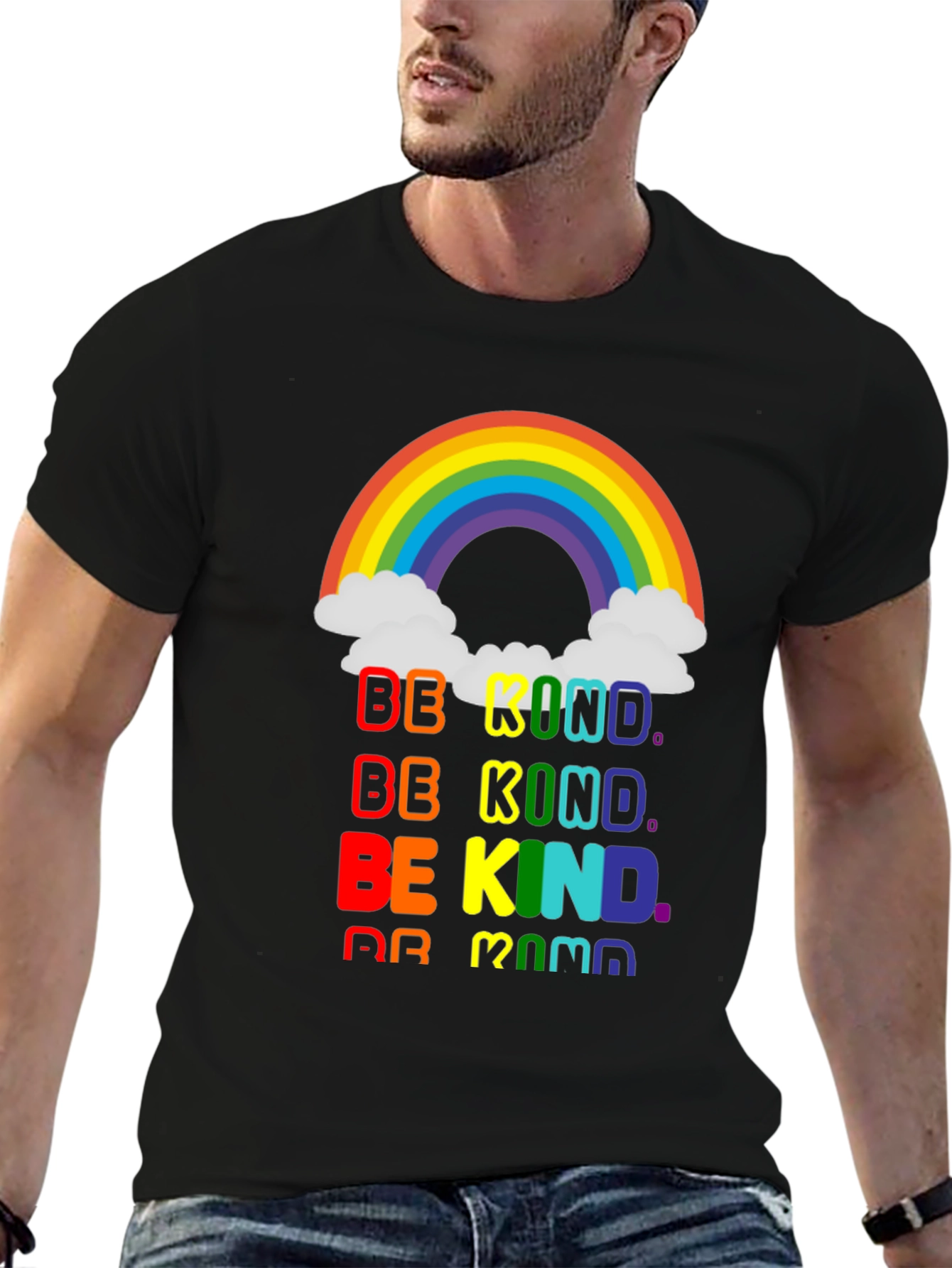 Be Kind Rainbow Graphic Tee - Positive Vibes T-Shirt