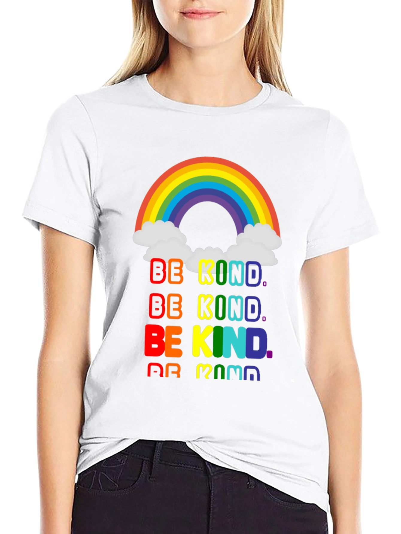 Be Kind Rainbow Graphic Tee - Positive Vibes T-Shirt