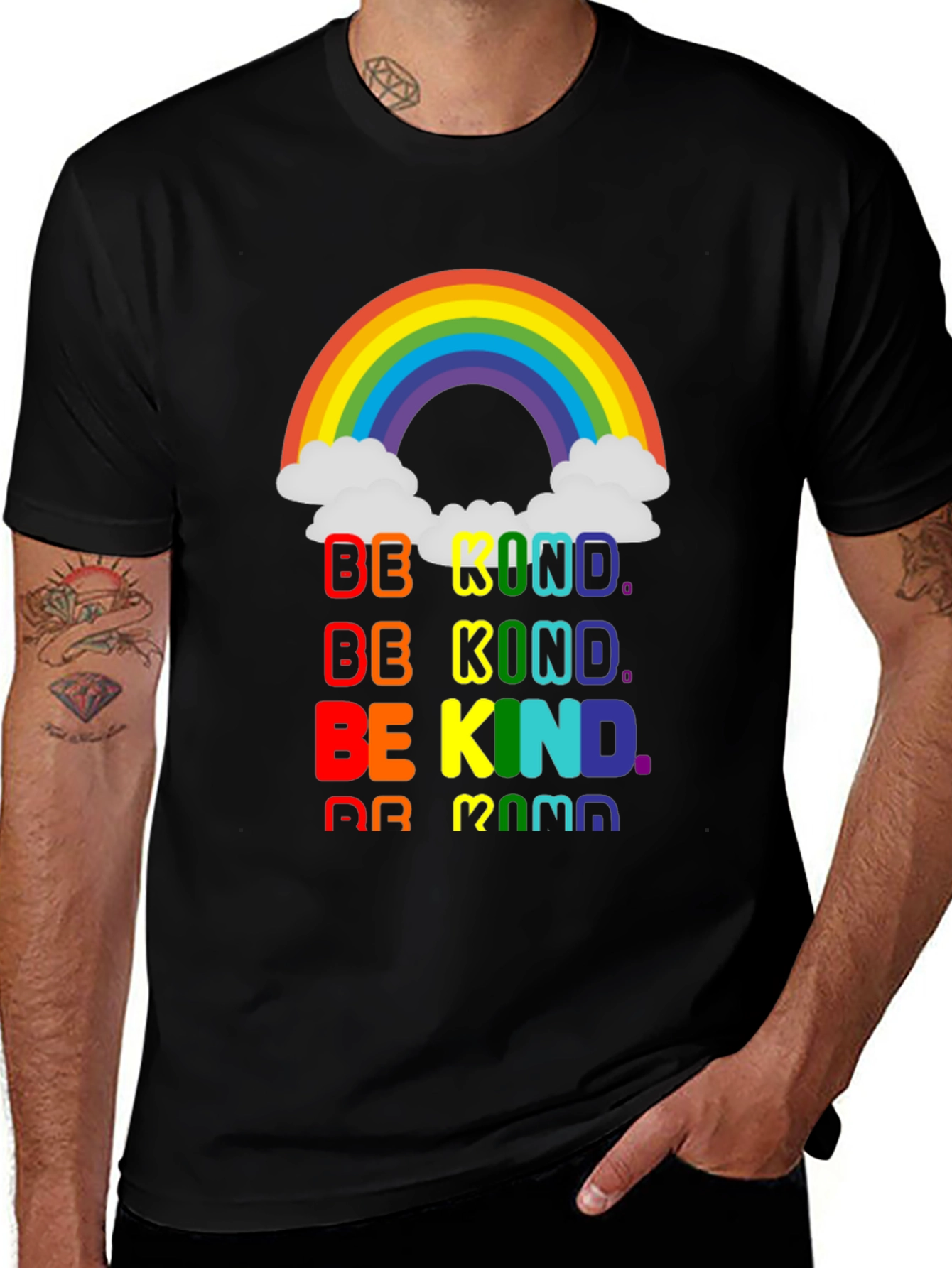 Be Kind Rainbow Graphic Tee - Positive Vibes T-Shirt