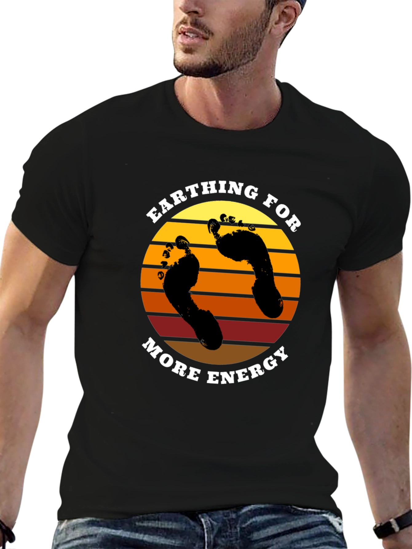 Earthing for More Energy Black T-Shirt