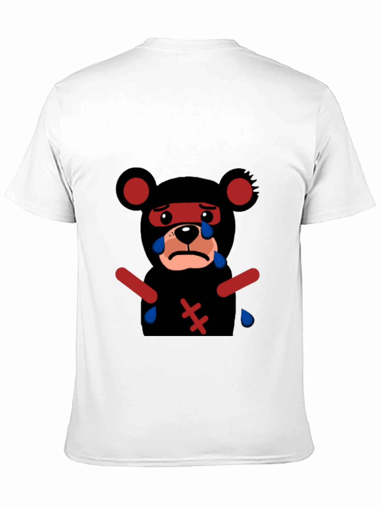 Sad Bear Graphic Tee - Black Cotton Comfort