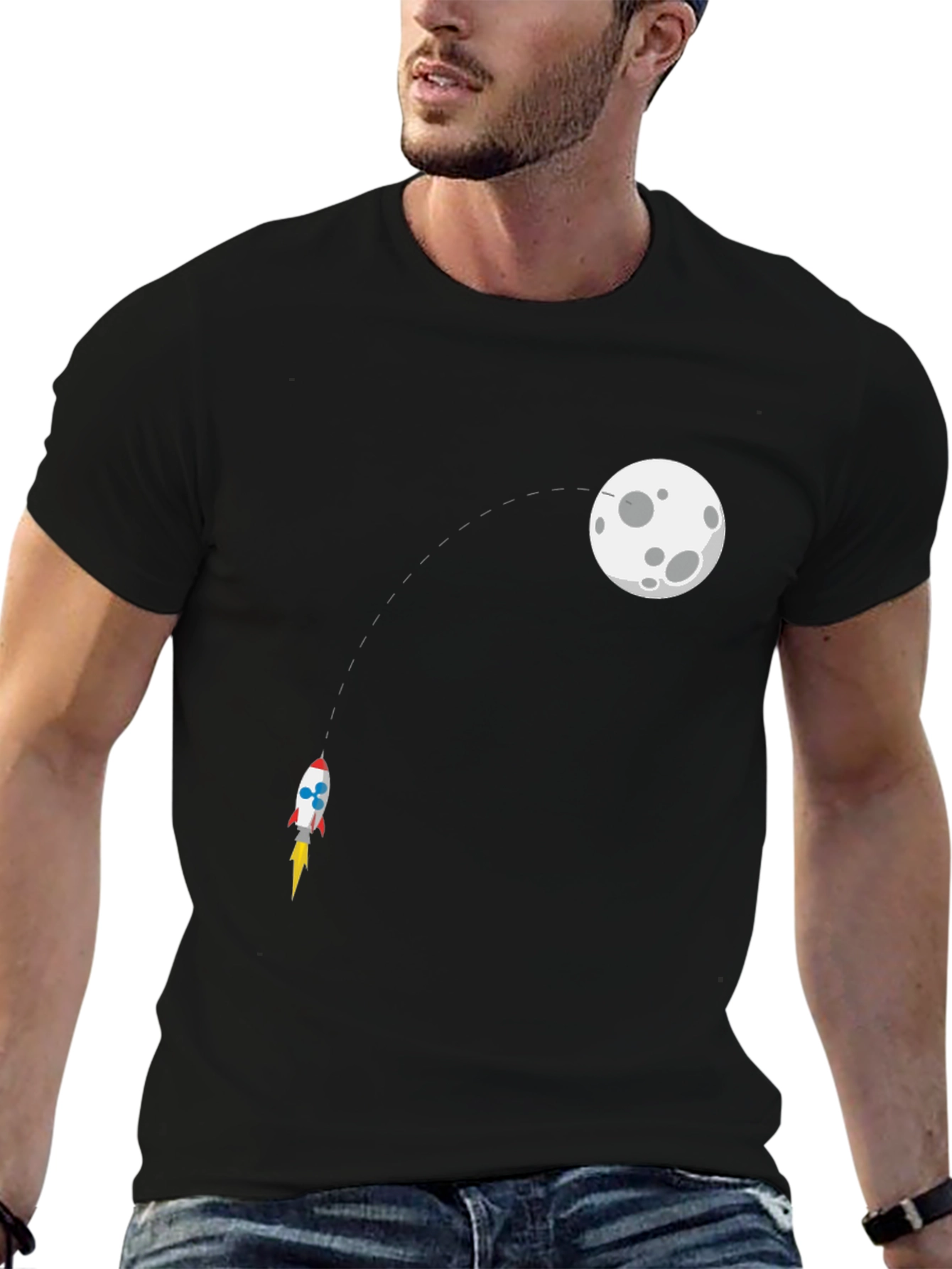 Rocket to the Moon Graphic Tee - Black