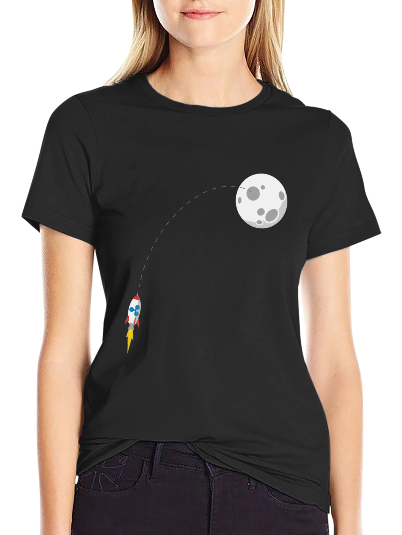 Rocket to the Moon Graphic Tee - Black